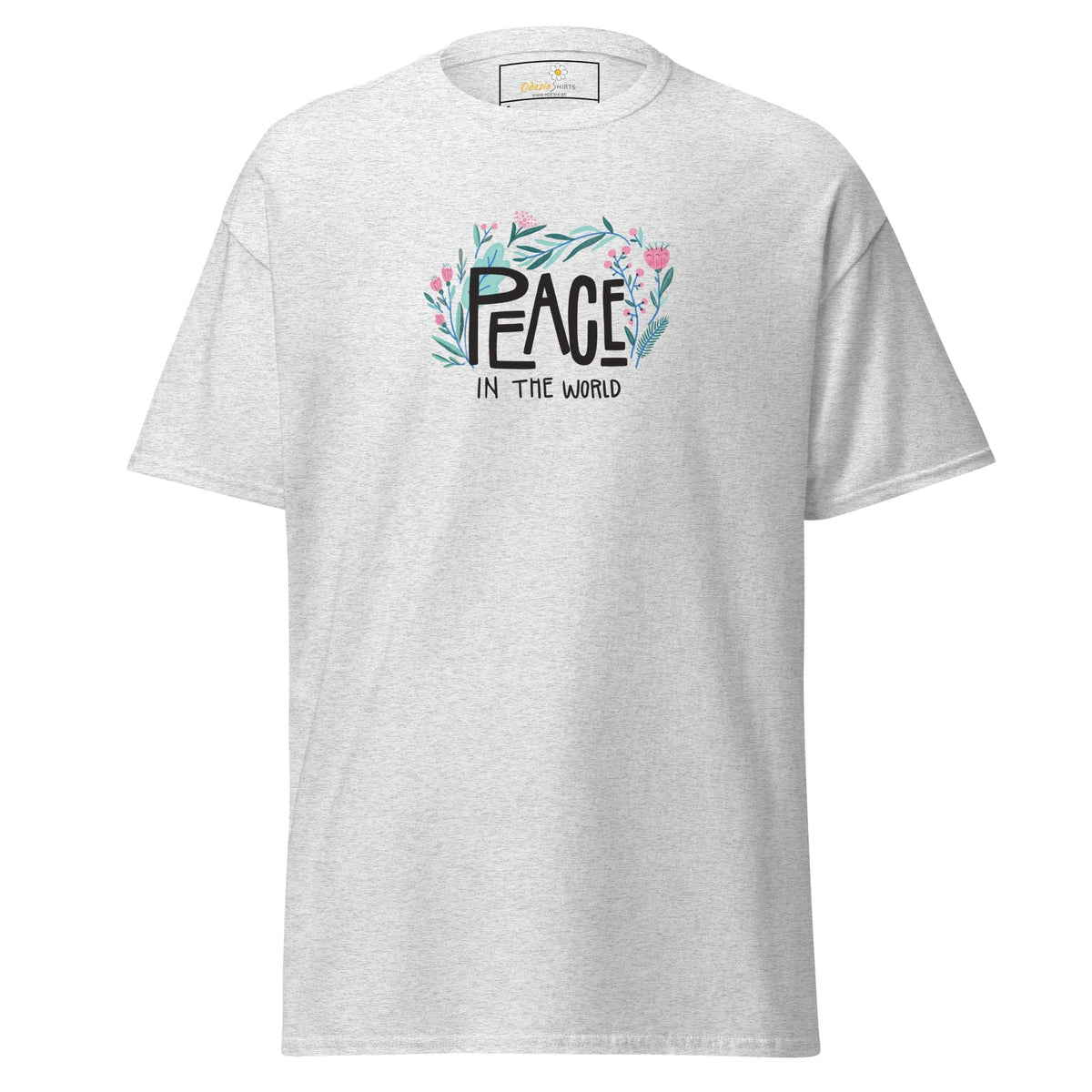 Unisex classic tee - POSITIVE TEXT PEACE IN THE WORLD - REGULAR - Ash / S