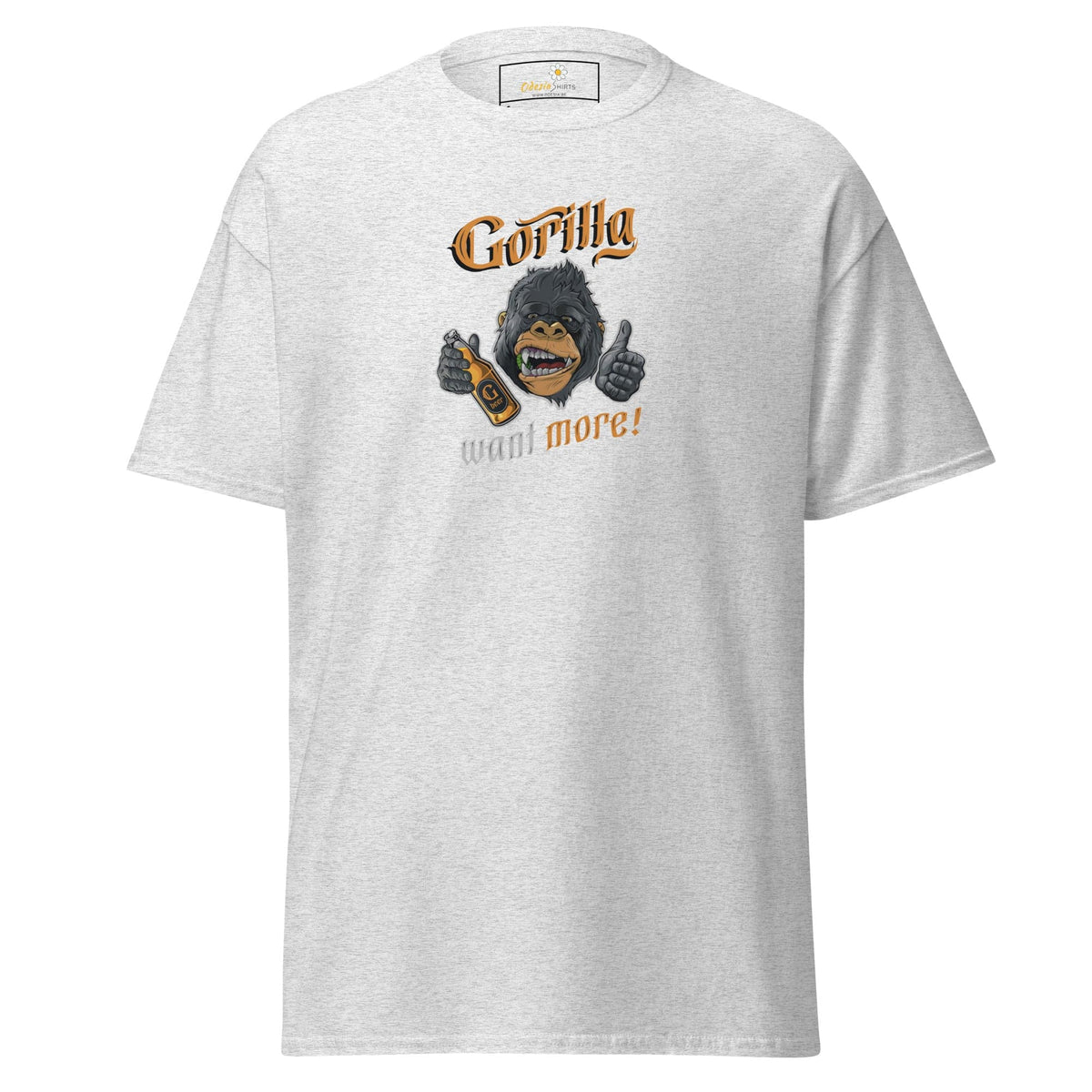 Unisex classic t-shirt - FUN WILD LIFE GORILLA WANT MORE - REGULAR - Ash / S