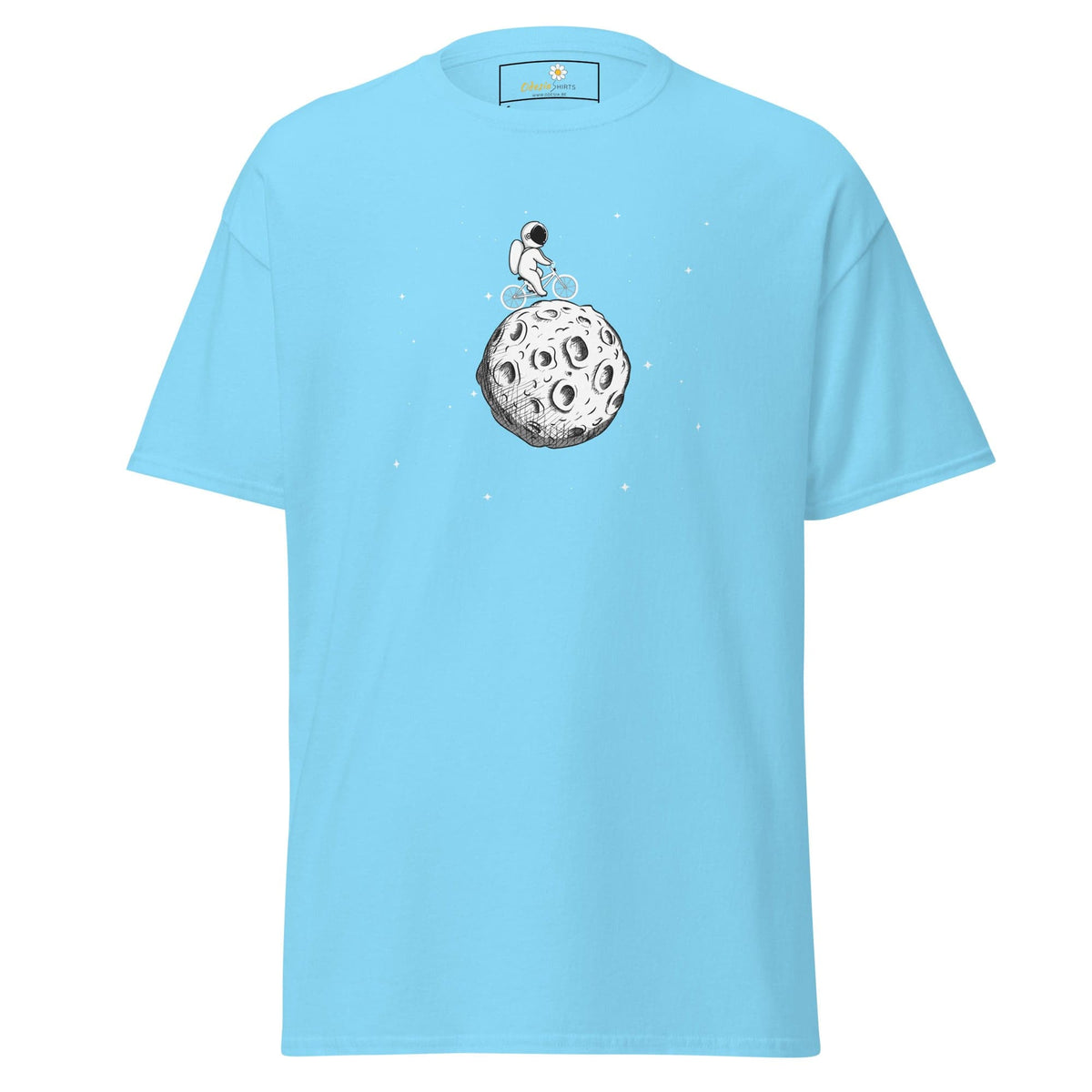 Unisex classic t-shirt - ASTRONAUT RIDING BIKE MOON - REGULAR - Sky / S
