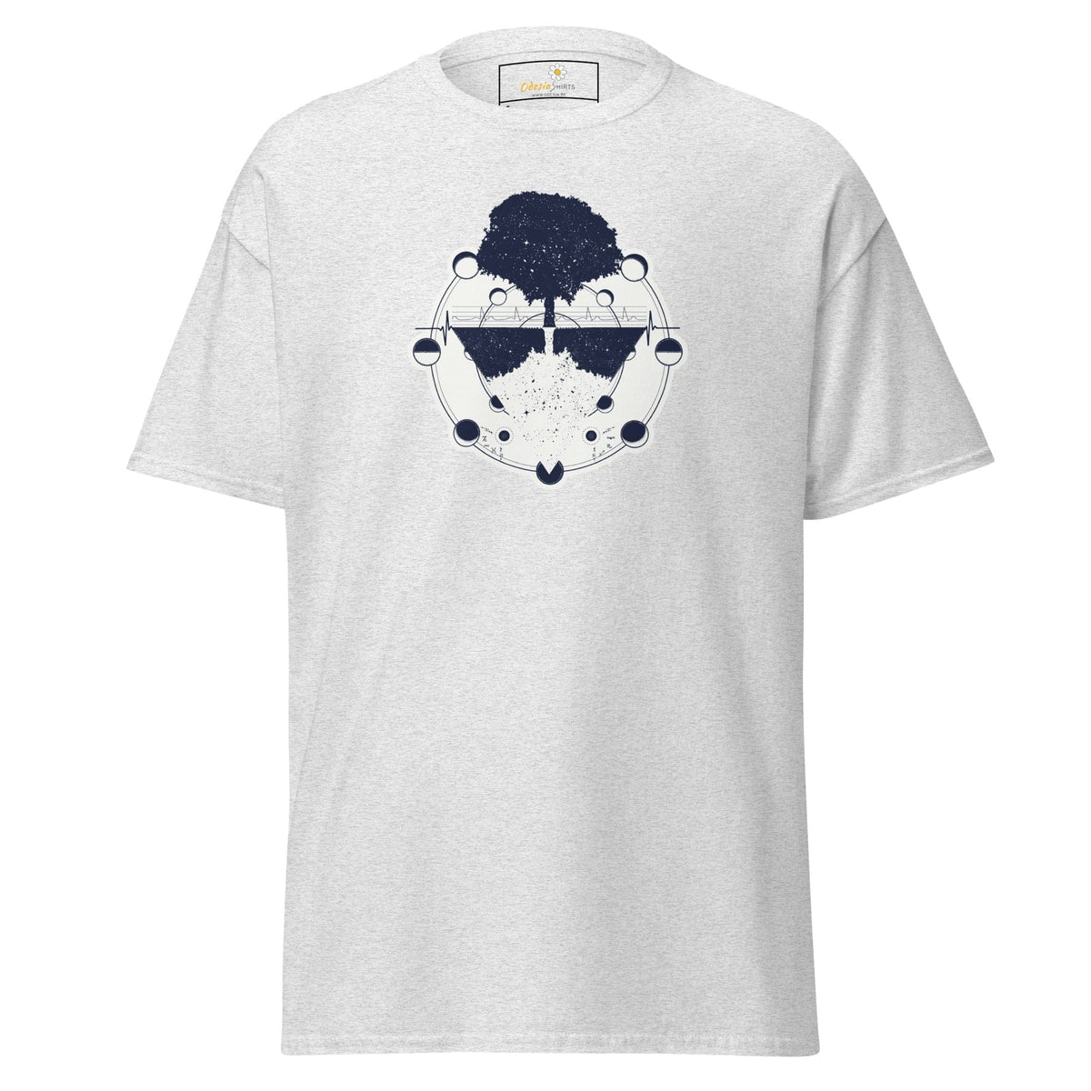 White T-shirt with tree design for men and women in size S to XL