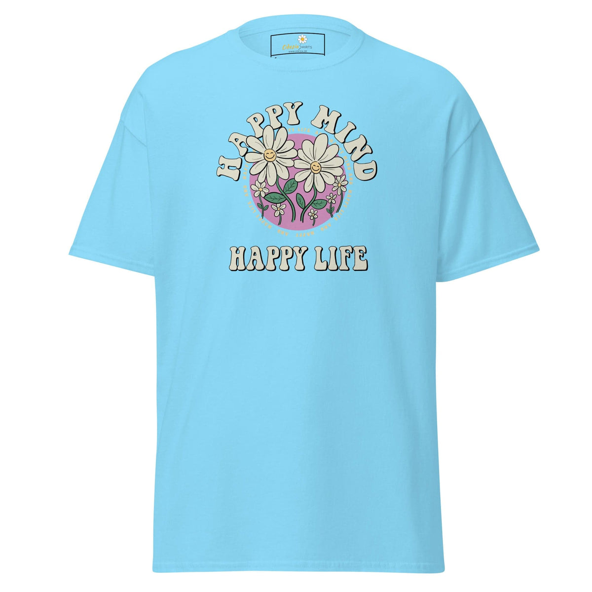 Unisex classic t-shirt - POSITIVE HAPPY MIND LIFE - REGULAR - Sky / S