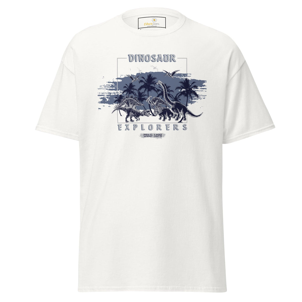 Unisex classic t-shirt - WILD LIFE DINOSAURUS - REGULAR - White / S