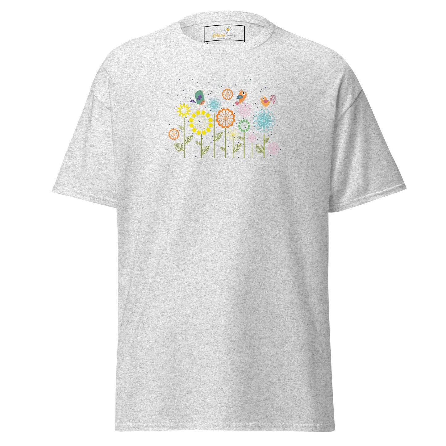 Unisex classic tee - ANIMALS BIRDS ON FLOWERS - REGULAR - Ash / S
