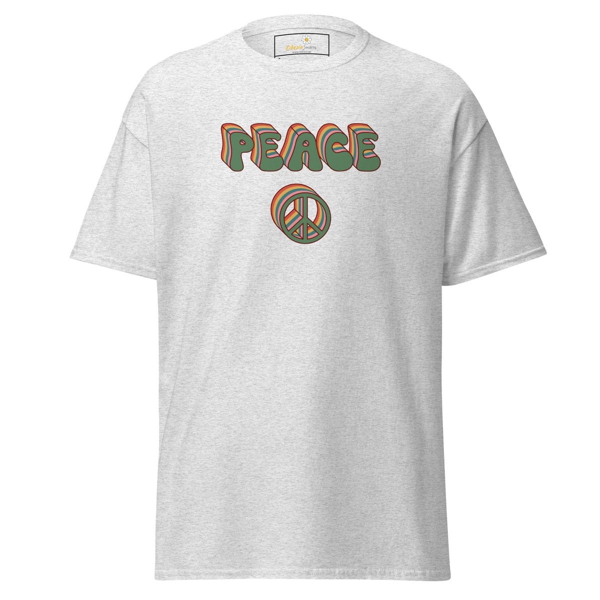 Unisex classic t-shirt - TEXT PEACE - REGULAR - Ash / S