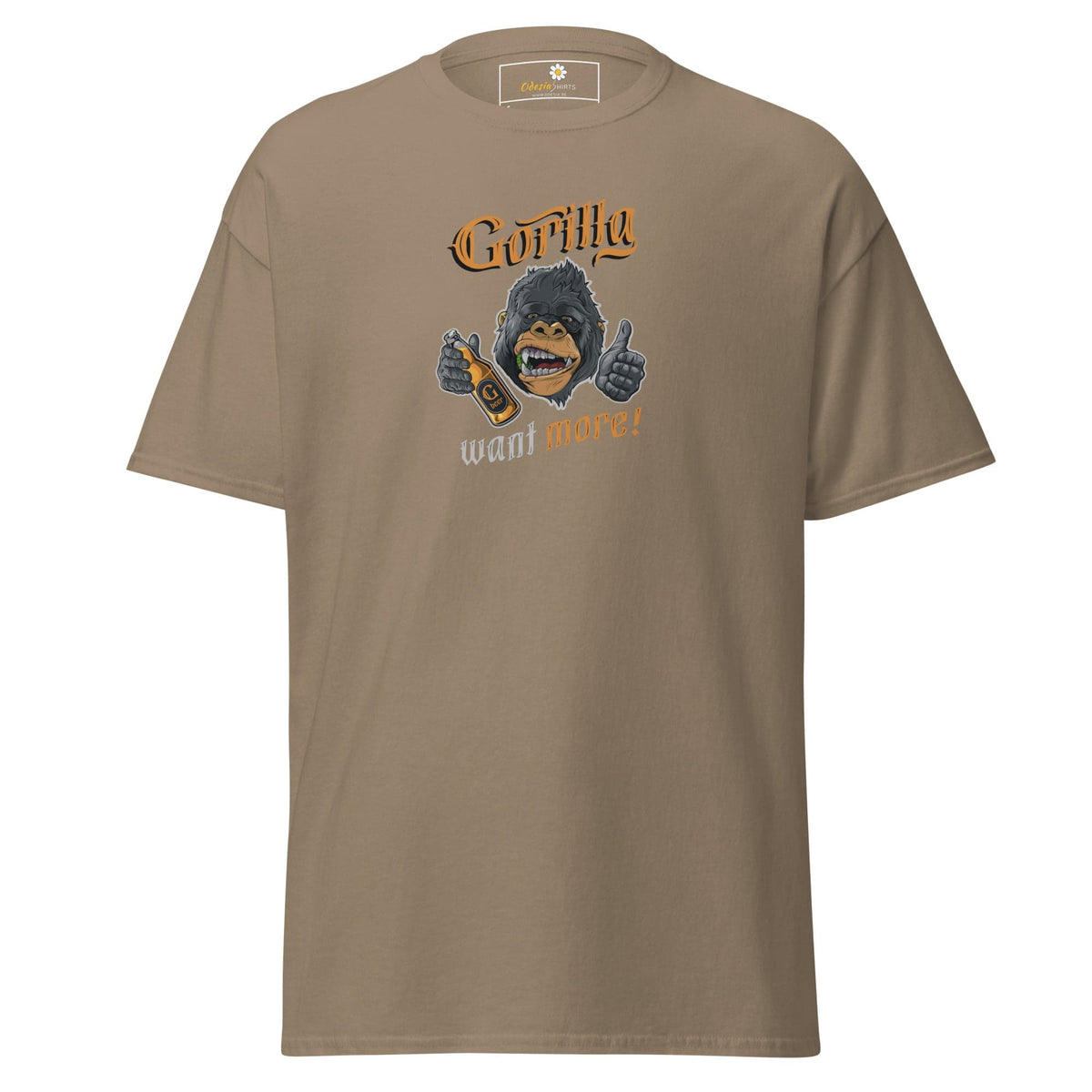 Unisex classic t-shirt - FUN WILD LIFE GORILLA WANT MORE - REGULAR - Brown Savana / S