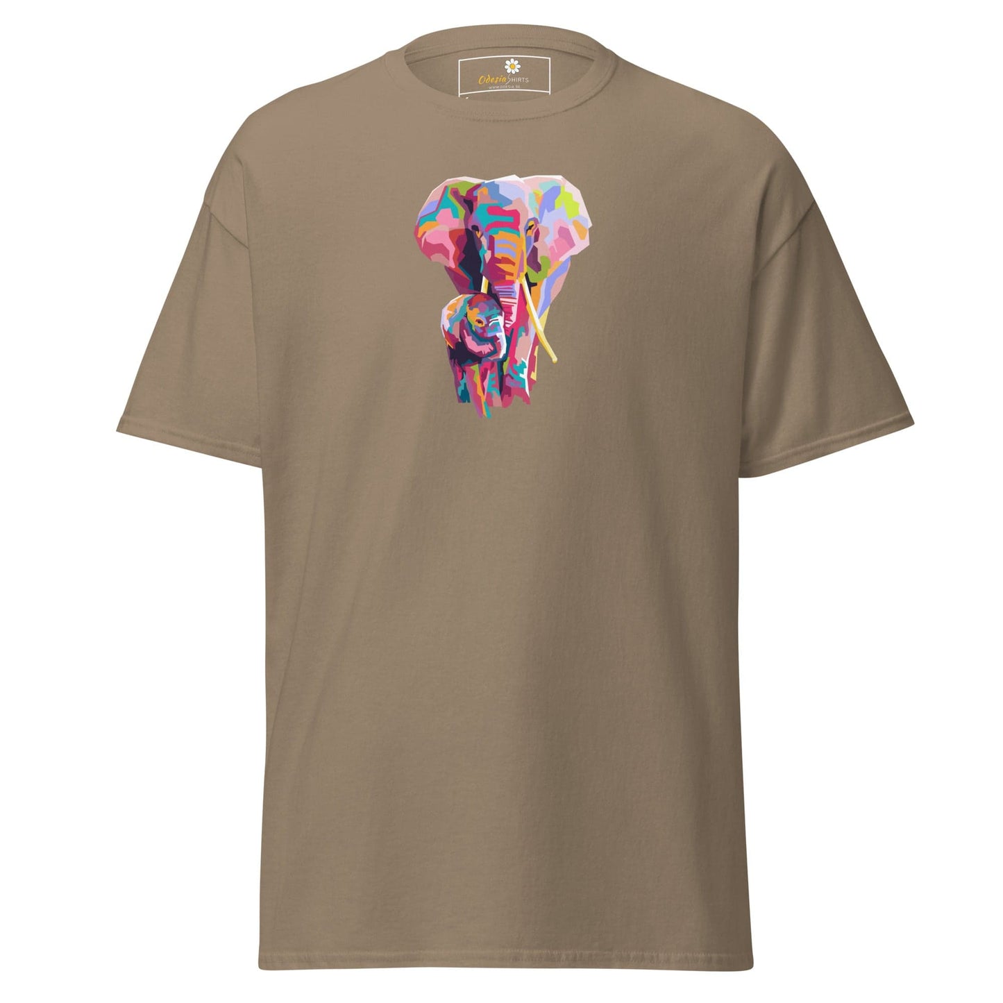 Unisex classic tee - WILD LIFE COLORFUL ELEPHANTS - REGULAR - Brown Savana / S