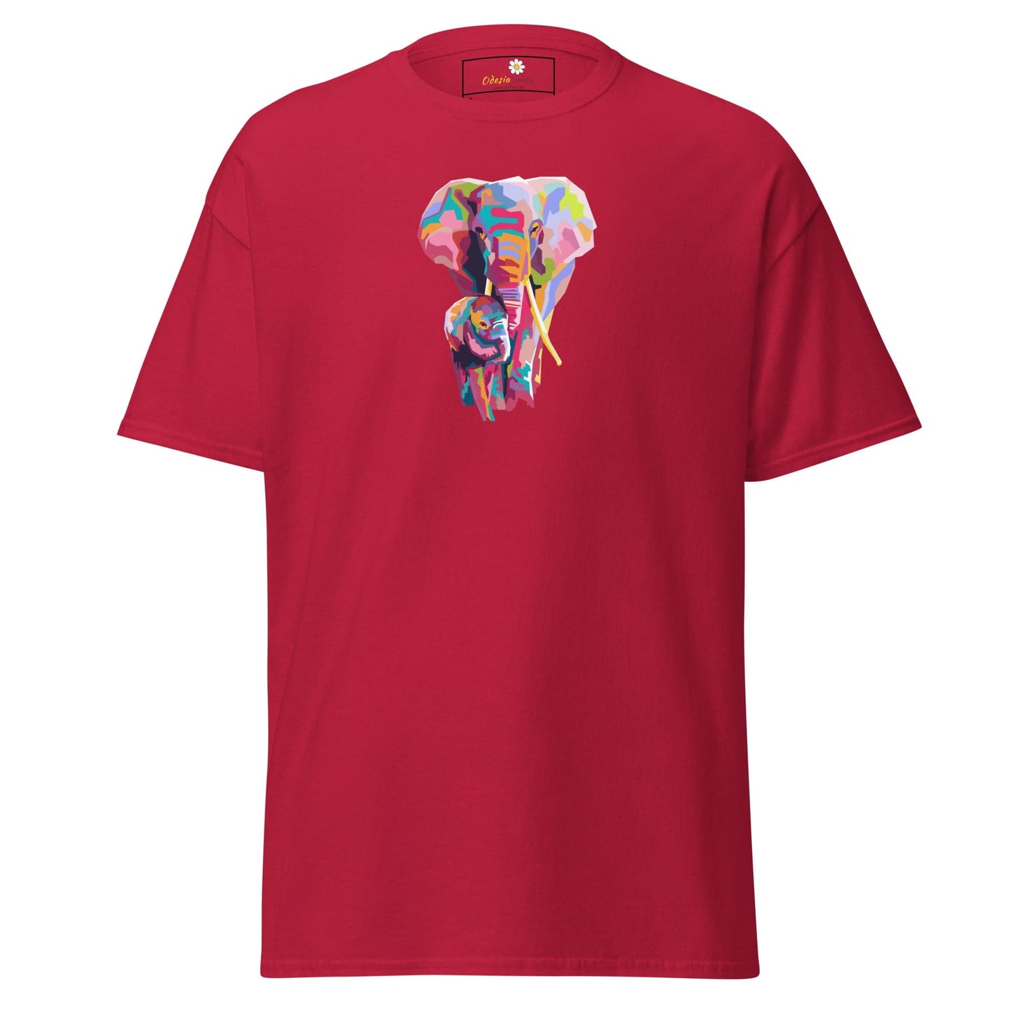 Unisex classic tee - WILD LIFE COLORFUL ELEPHANTS - REGULAR - Cardinal / S