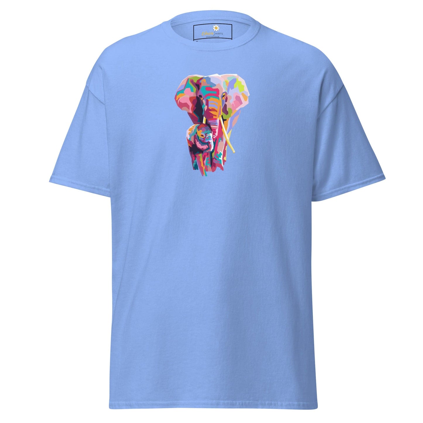 Unisex classic tee - WILD LIFE COLORFUL ELEPHANTS - REGULAR - Carolina Blue / S