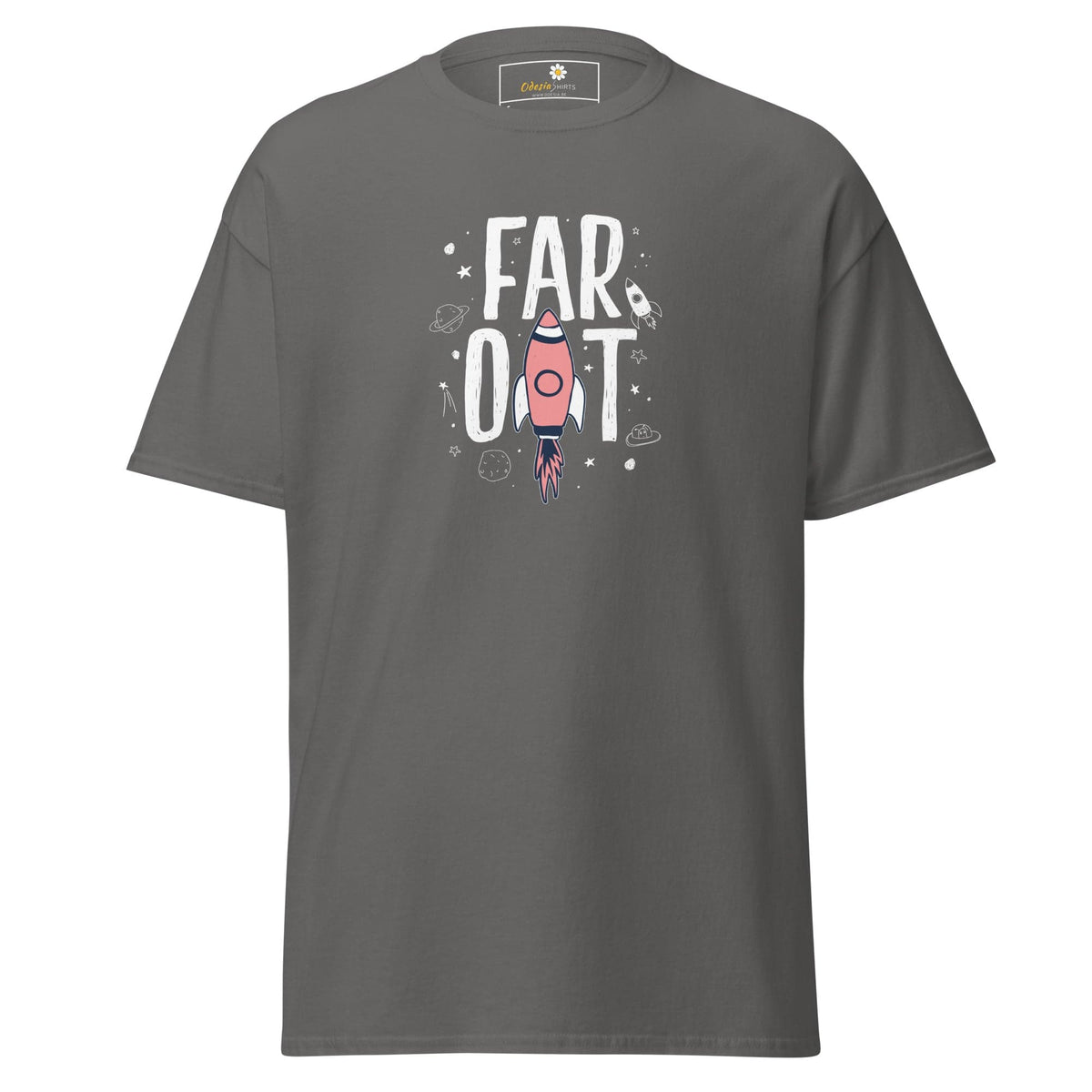 Unisex classic t-shirt - SPACE FAR OUT - REGULAR - Charcoal / S