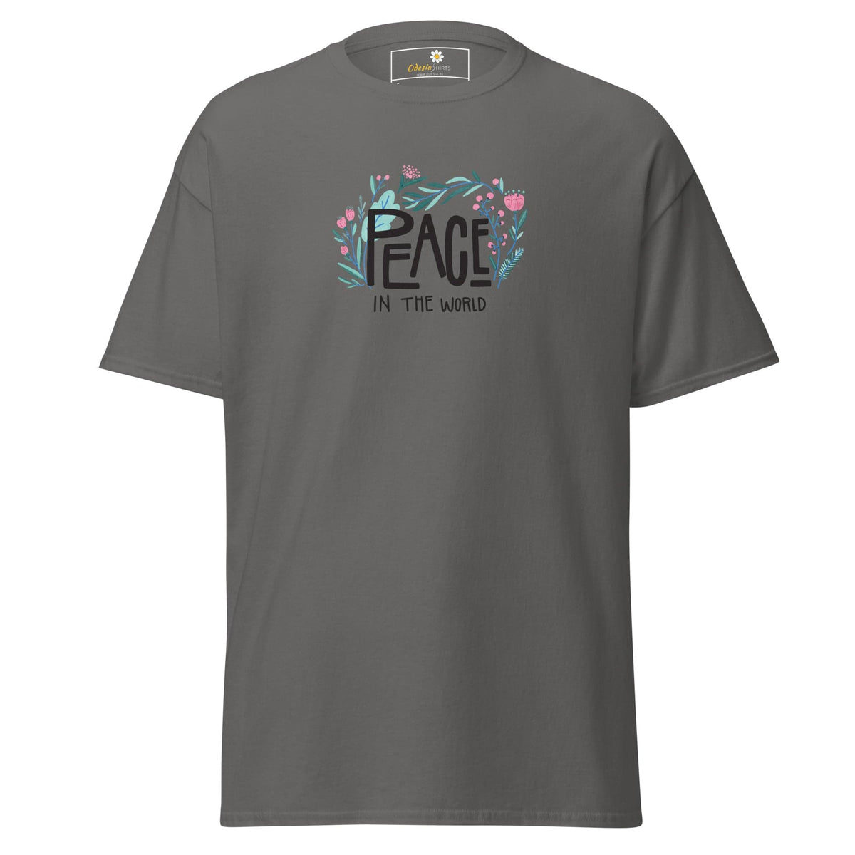Unisex classic tee - POSITIVE TEXT PEACE IN THE WORLD - REGULAR - Charcoal / S