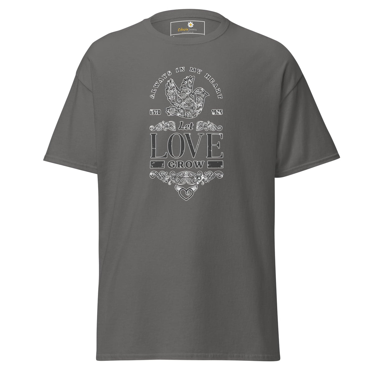 Unisex classic tee - POSITIVE LET LOVE GROW - REGULAR - Charcoal / S