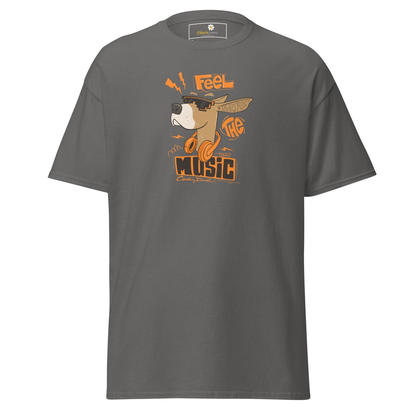 Unisex classic t-shirt - MUSIC FEEL THE MUSIC - REGULAR - Charcoal / S