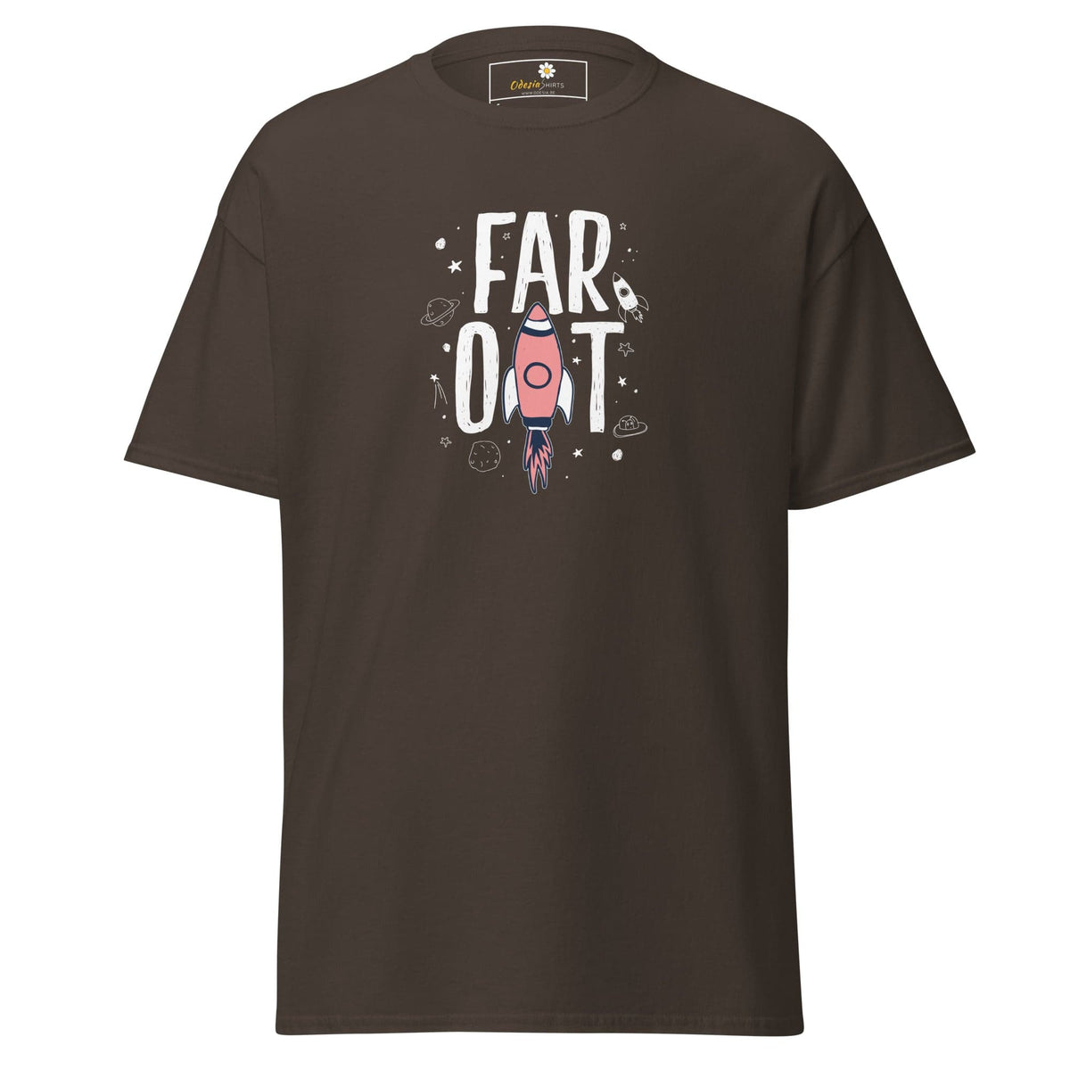 Unisex classic t-shirt - SPACE FAR OUT - REGULAR - Dark Chocolate / S