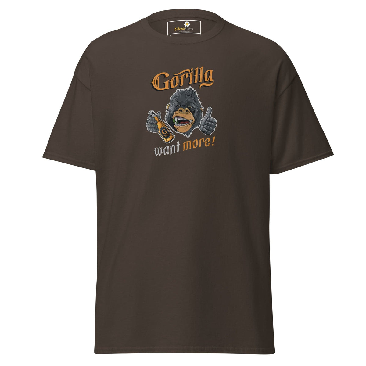 Unisex classic t-shirt - FUN WILD LIFE GORILLA WANT MORE - REGULAR - Dark Chocolate / S