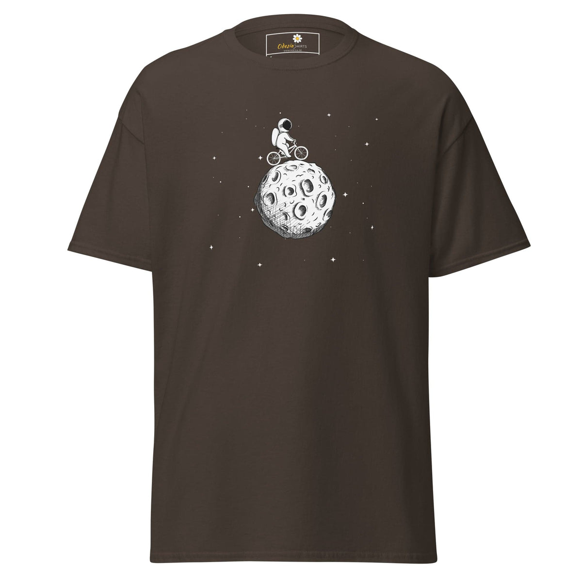 Unisex classic t-shirt - ASTRONAUT RIDING BIKE MOON - REGULAR - Dark Chocolate / S
