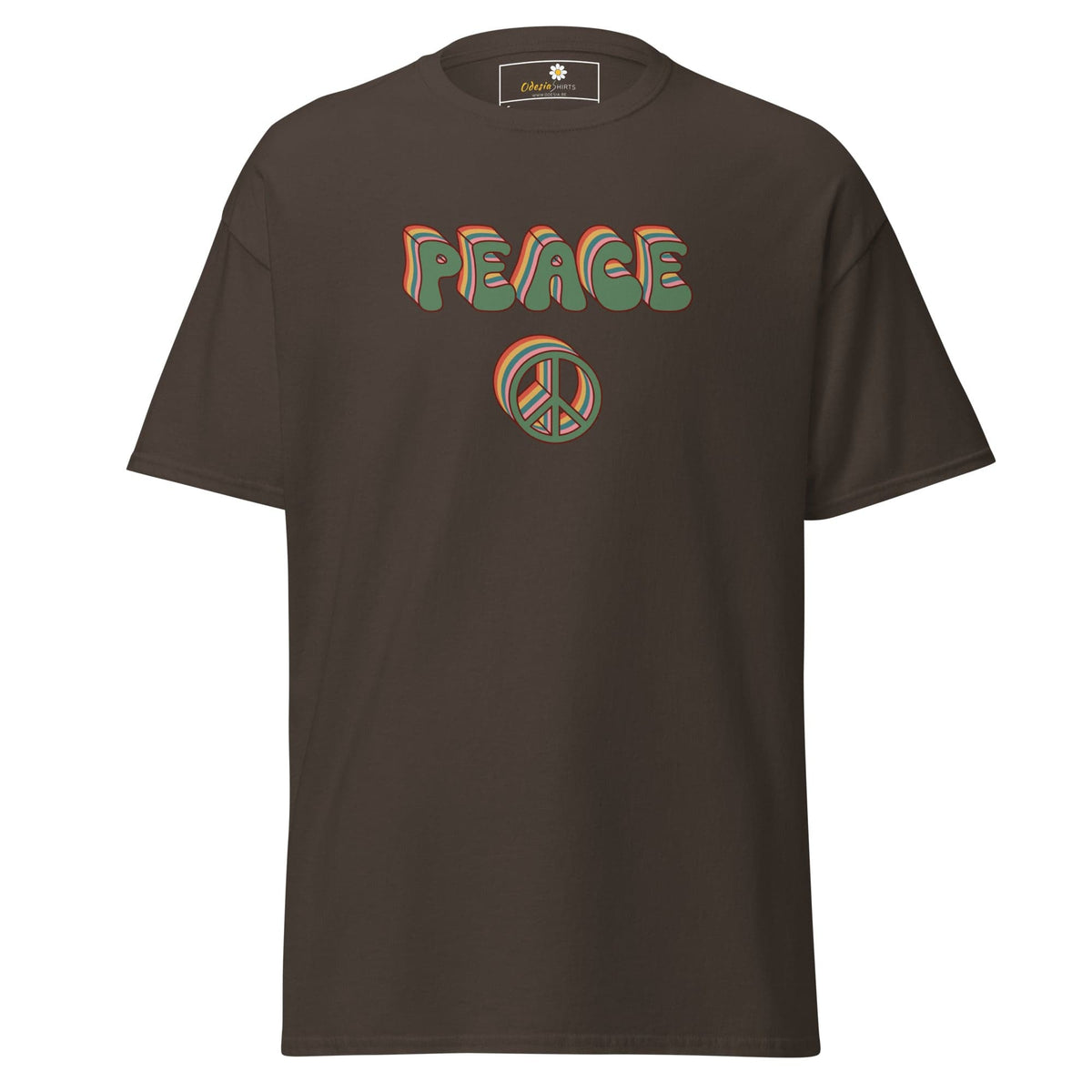 Unisex classic t-shirt - TEXT PEACE - REGULAR - Dark Chocolate / S
