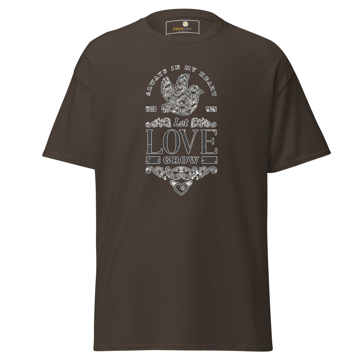 Unisex classic tee - POSITIVE LET LOVE GROW - REGULAR - Dark Chocolate / S