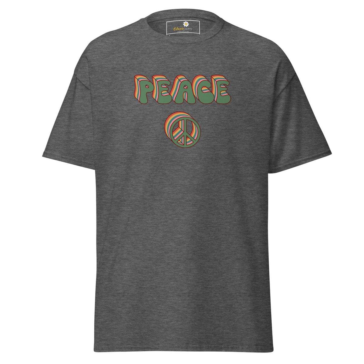 Unisex classic t-shirt - TEXT PEACE - REGULAR - Dark Heather / S