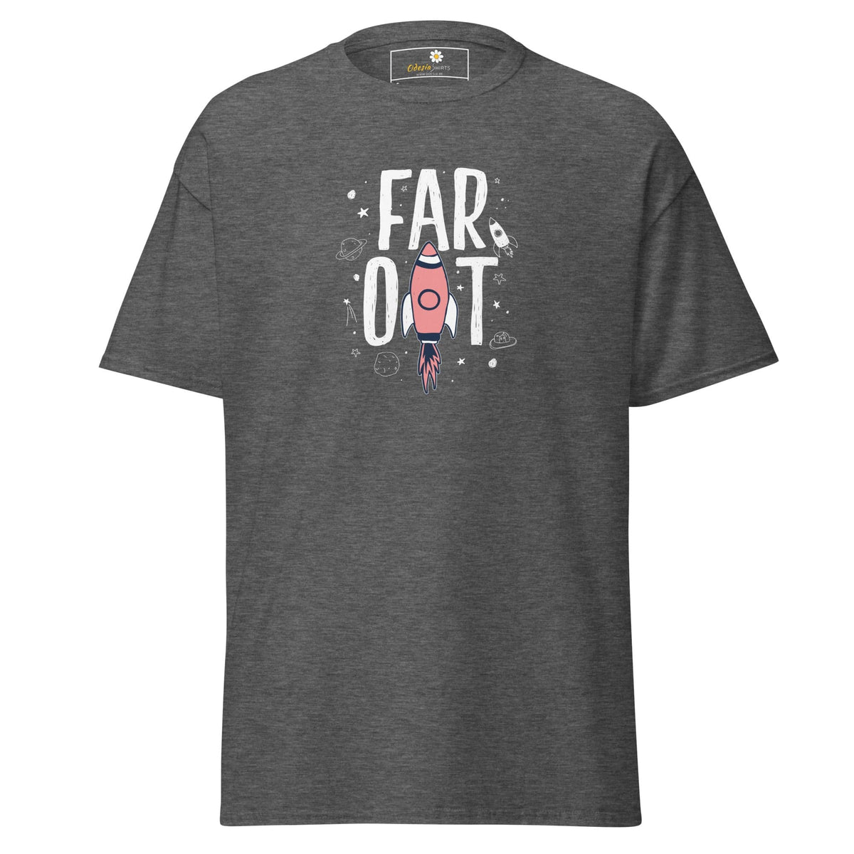 Unisex classic t-shirt - SPACE FAR OUT - REGULAR - Dark Heather / S
