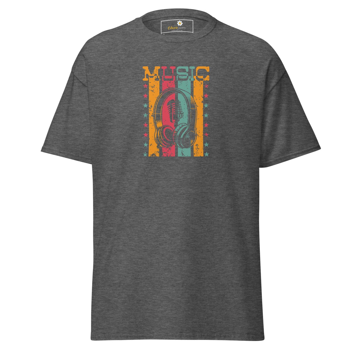 Unisex classic tee - MUSIC MICROPHONE - REGULAR - Dark Heather / S