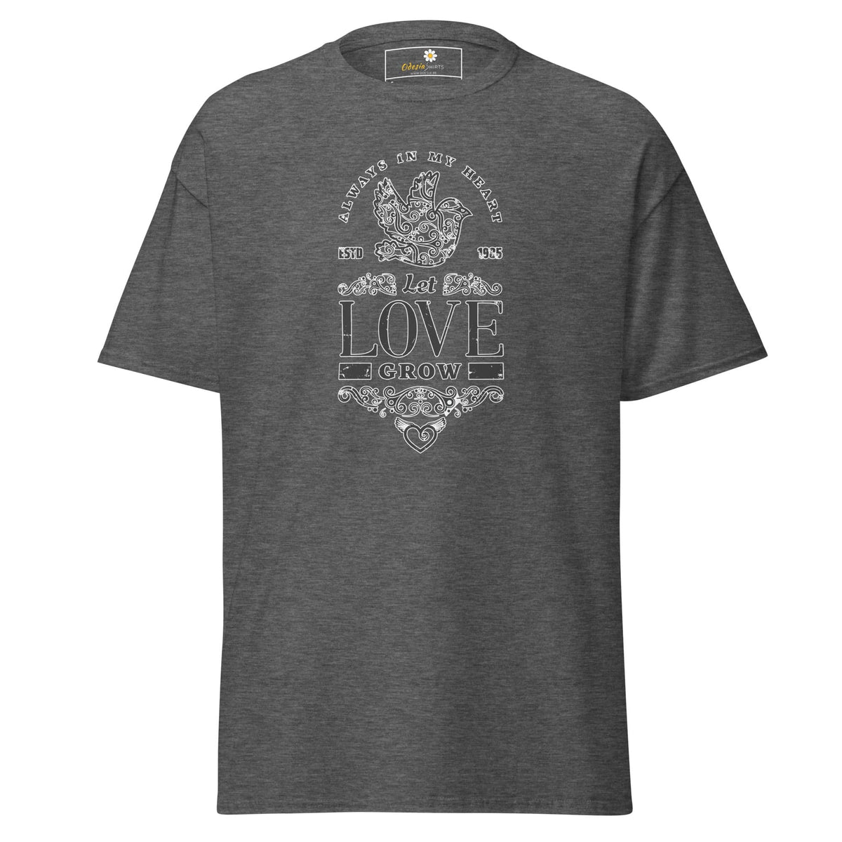 Unisex classic tee - POSITIVE LET LOVE GROW - REGULAR - Dark Heather / S