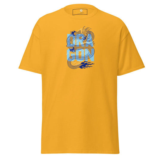 Unisex classic t-shirt - MYSTIC BLUE DRAGON - REGULAR - Gold / S
