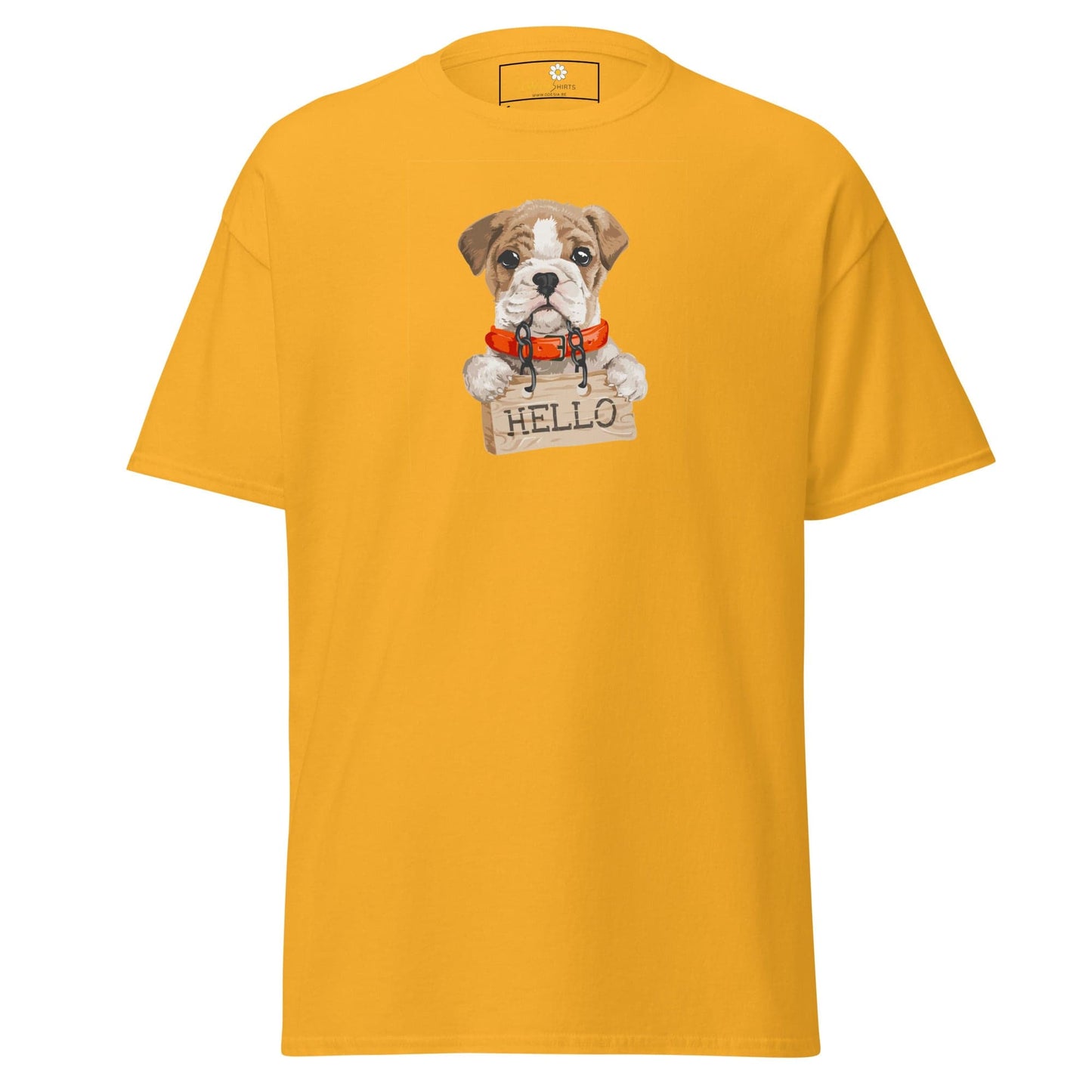 Unisex classic t-shirt - ANIMALS HELLO PUPPY - REGULAR - Gold / S