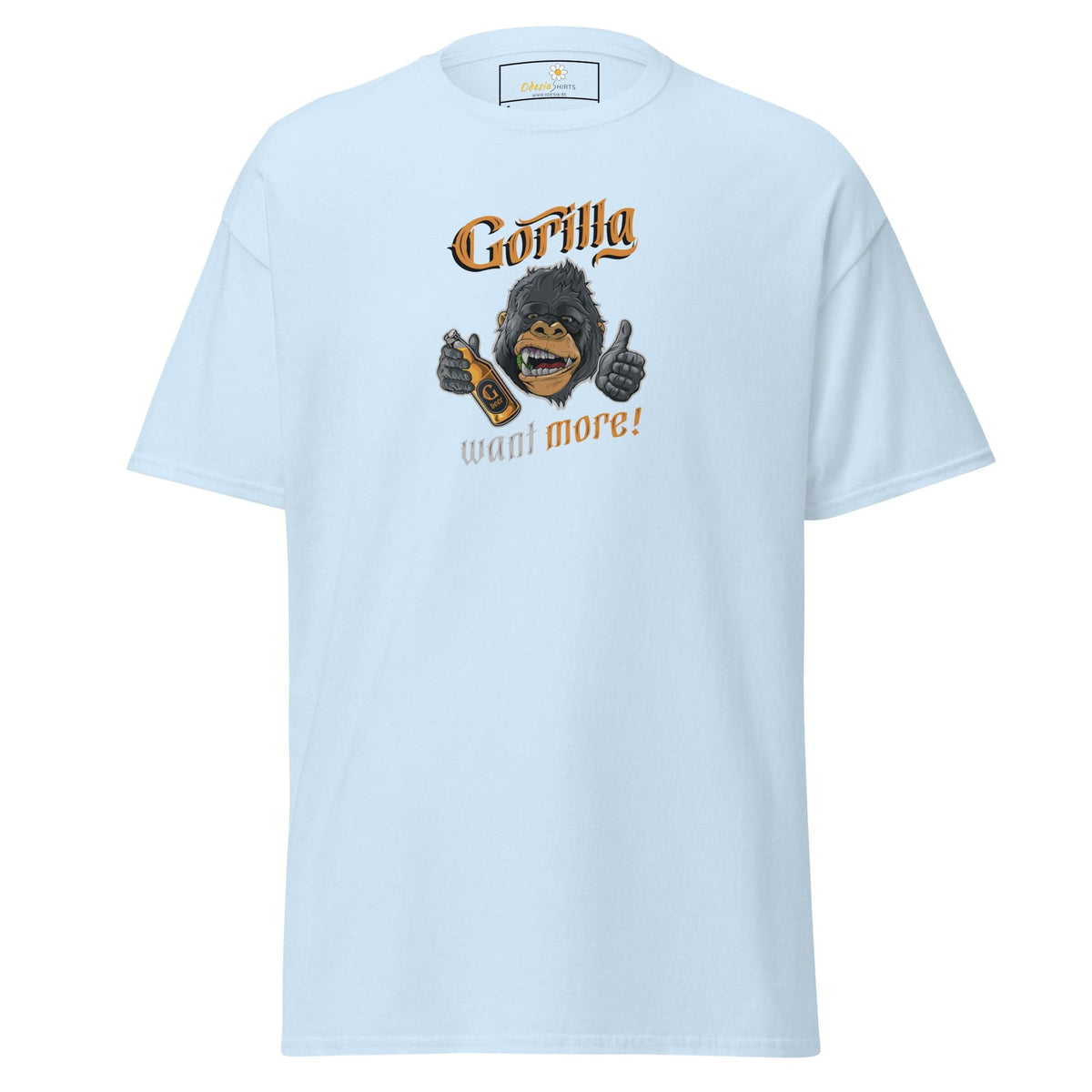 Unisex classic t-shirt - FUN WILD LIFE GORILLA WANT MORE - REGULAR - Light Blue / S