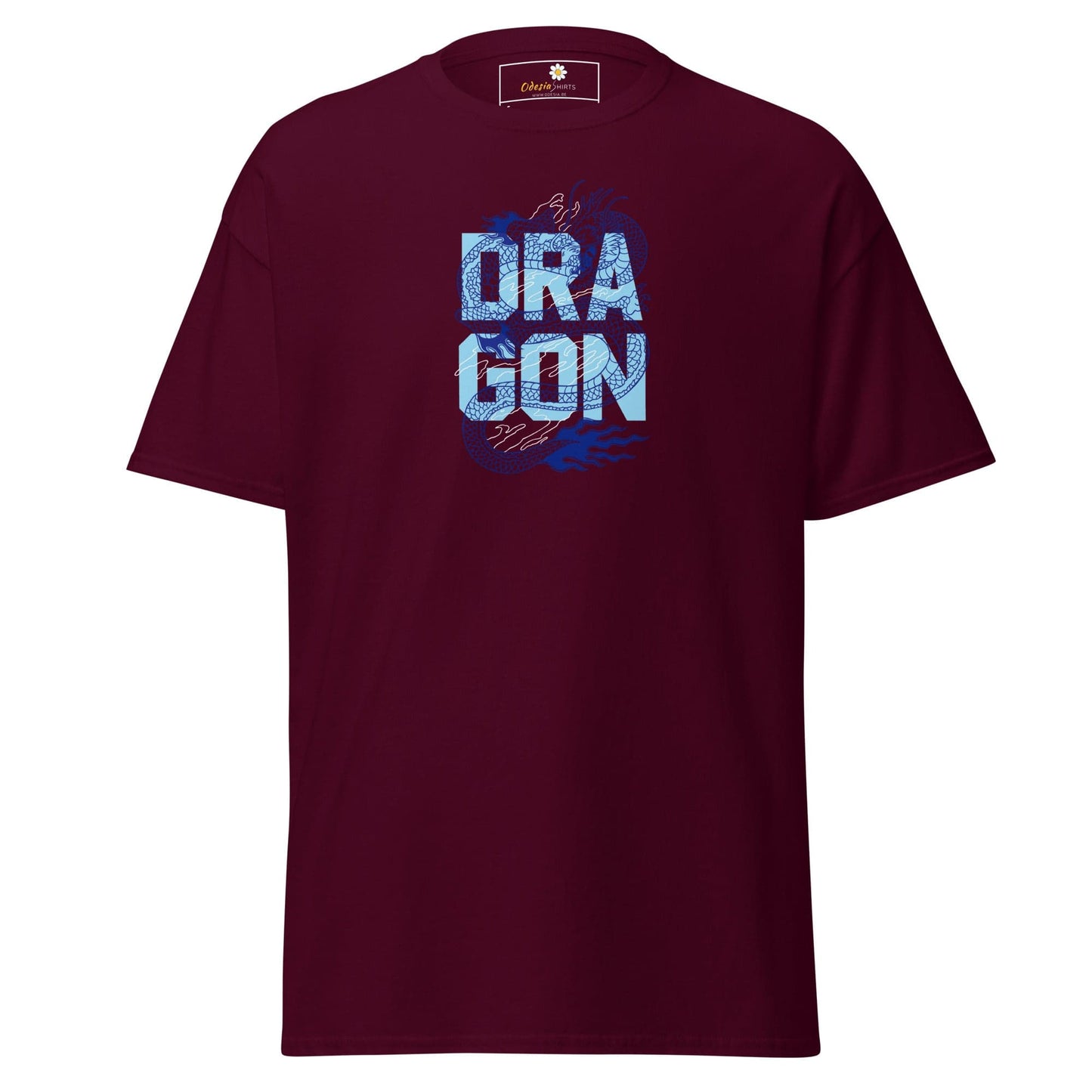 Unisex classic t-shirt - MYSTIC BLUE DRAGON - REGULAR - Maroon / S