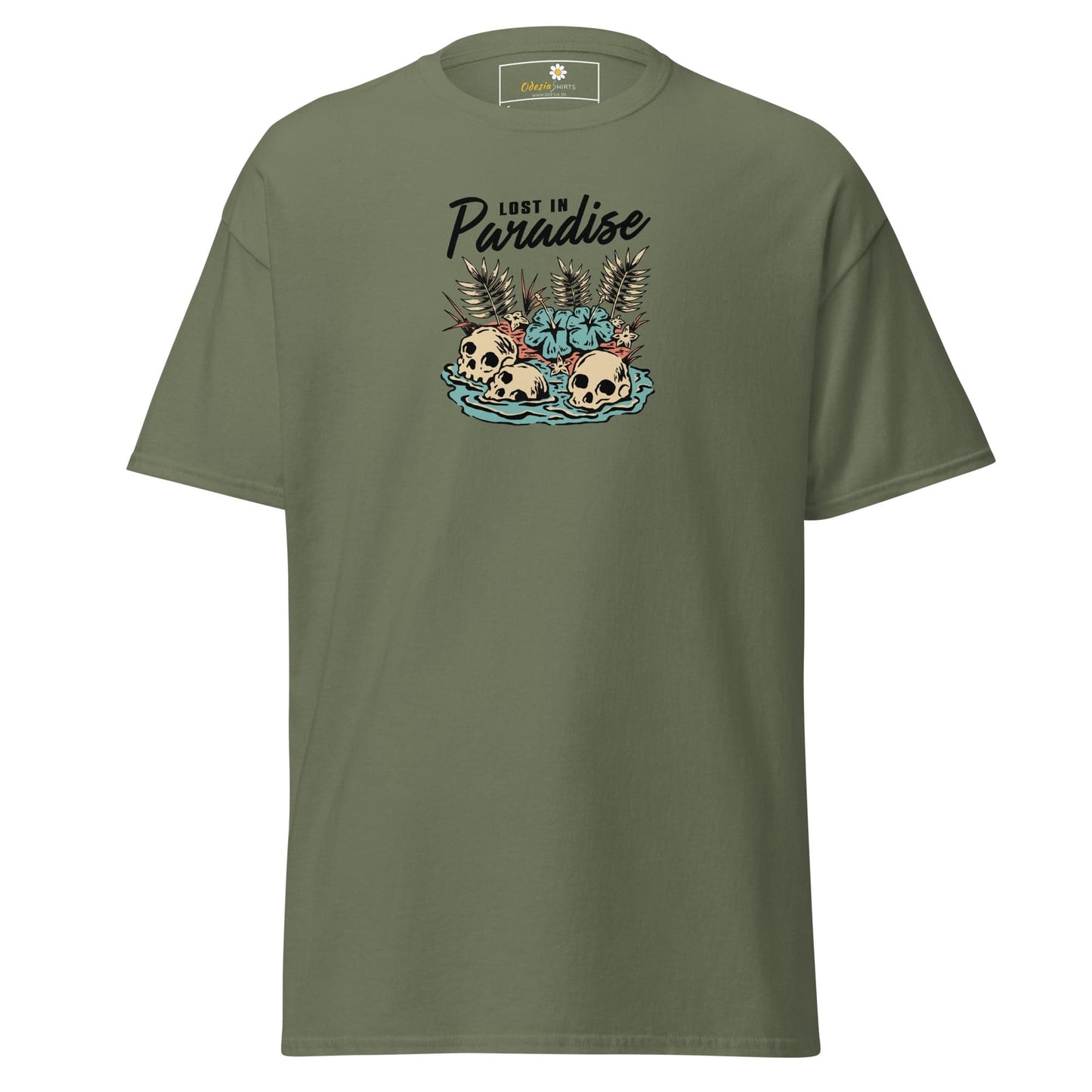 Unisex classic tee - SKULL LOST IN PARADISE - REGULAR - Military Green / S