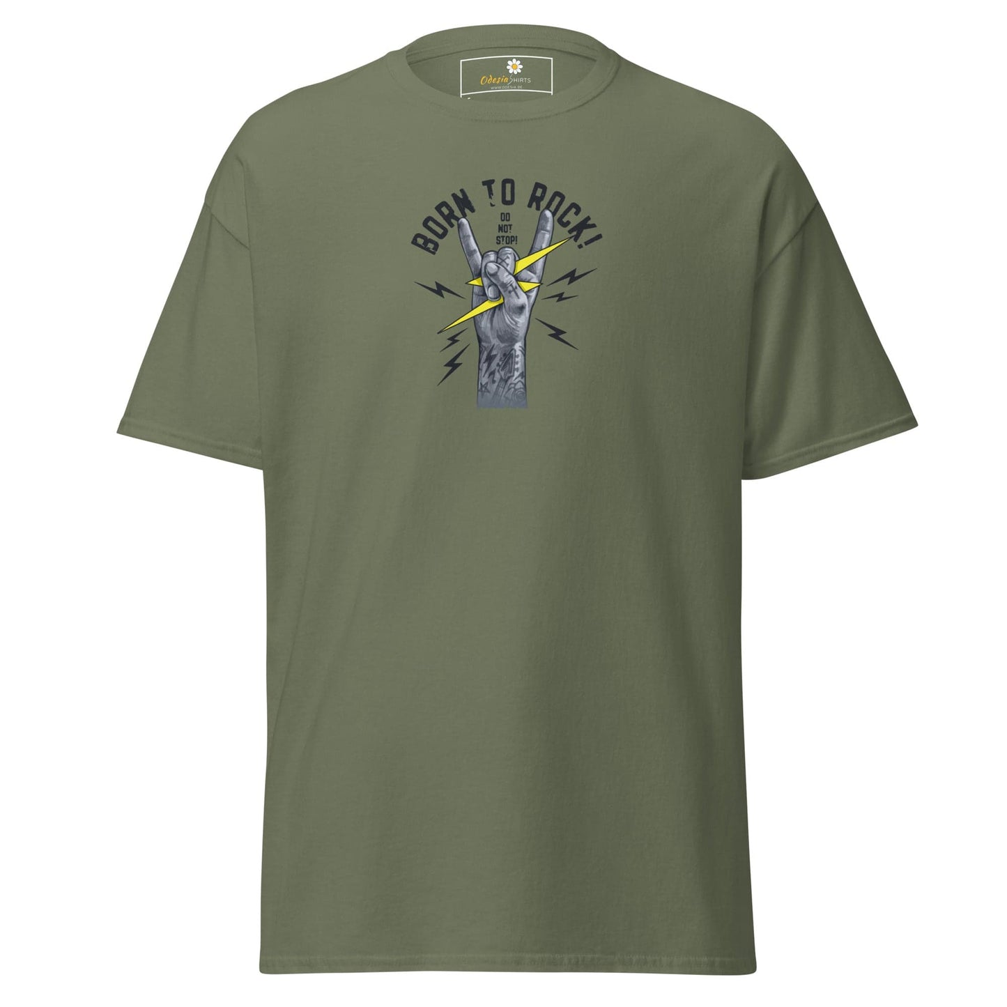Unisex classic tee - MUSIC BORN TO ROCK - REGULAR - Military Green / S