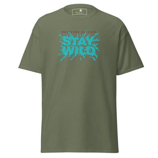 Unisex classic t-shirt - TEXT STAY WILD - REGULAR - Military Green / S