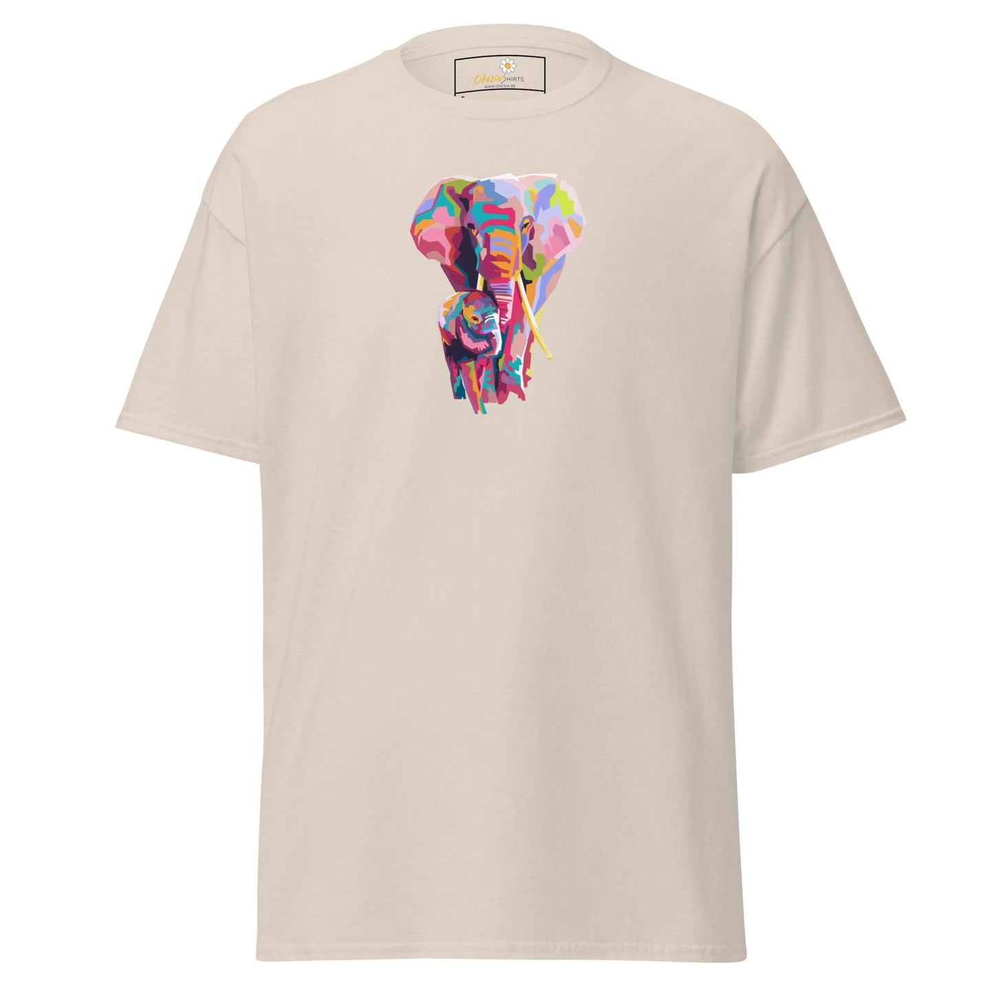 Unisex classic tee - WILD LIFE COLORFUL ELEPHANTS - REGULAR - Natural / S