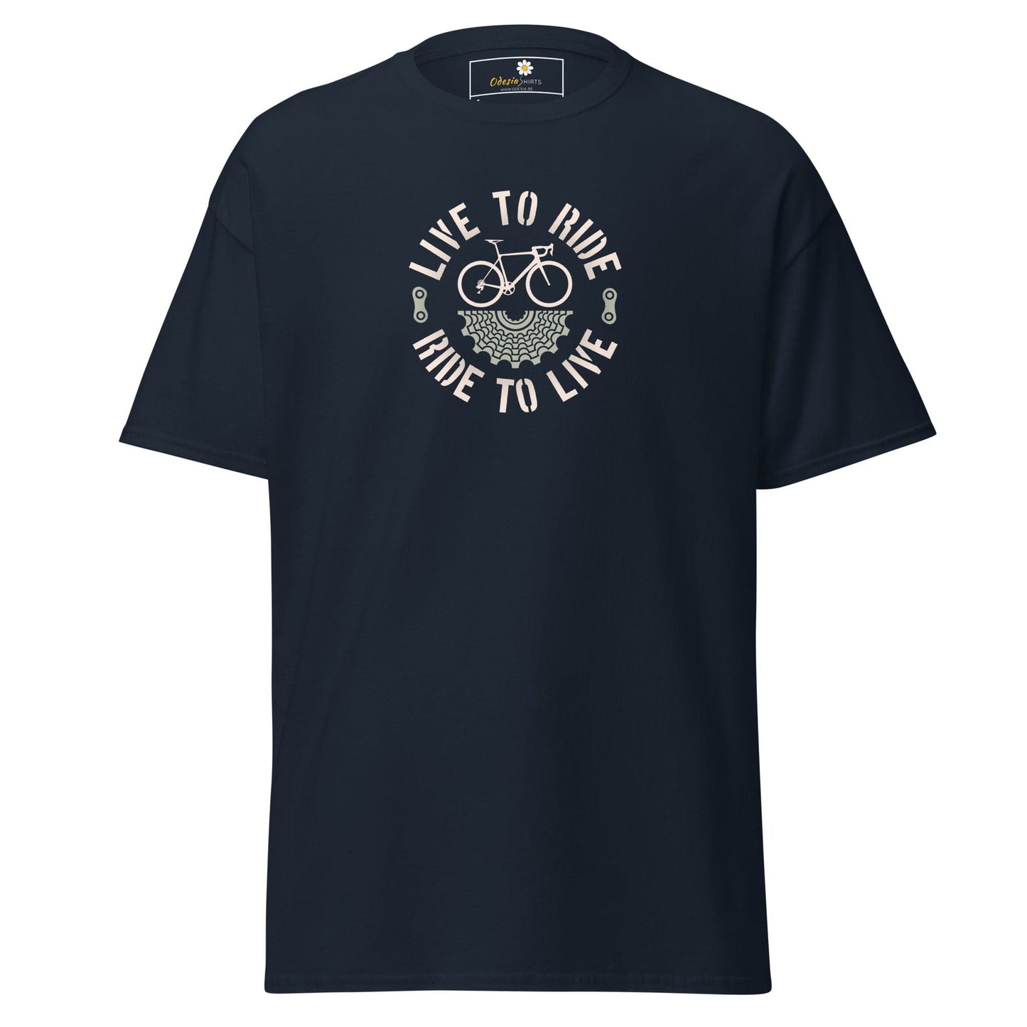 Unisex classic t-shirt - SPORT BICYCLE RIDE TO LIVE - REGULAR - Navy / S