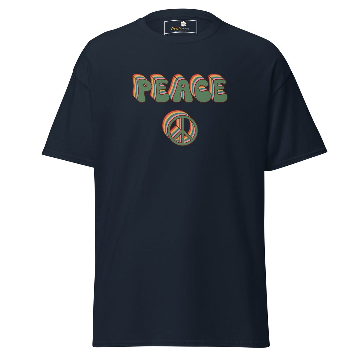 Unisex classic t-shirt - TEXT PEACE - REGULAR - Navy / S