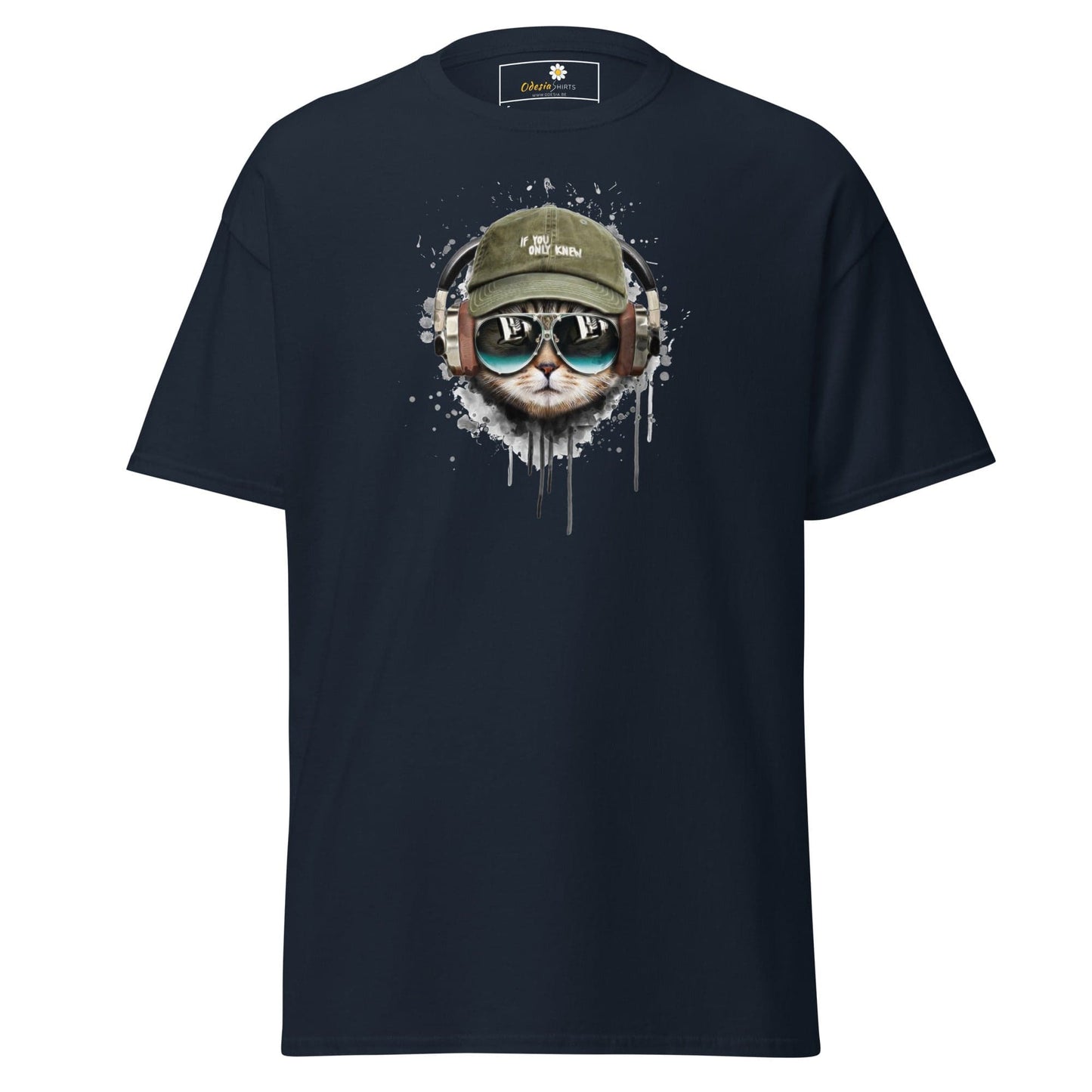 Unisex classic t-shirt - ANIMALS MUSIC CAT HAT - REGULAR - Navy / S