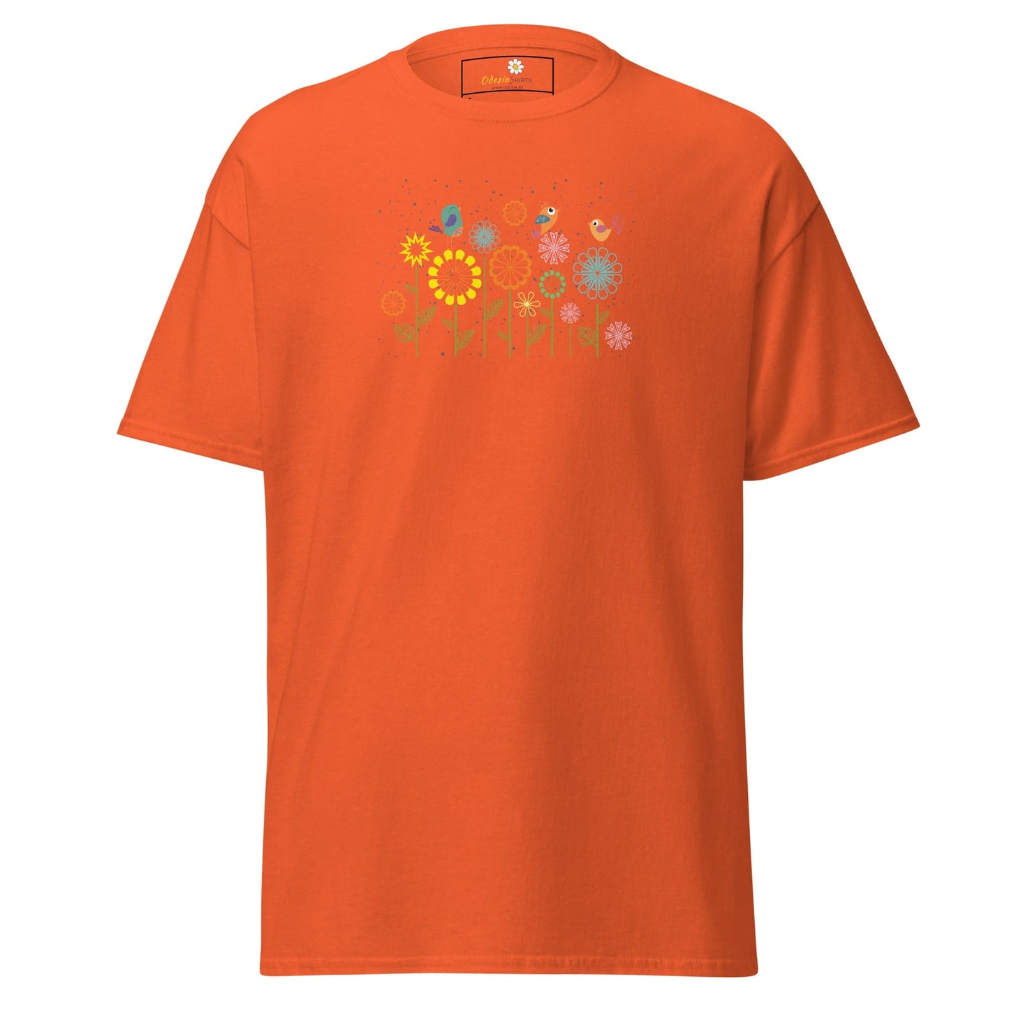 Unisex classic tee - ANIMALS BIRDS ON FLOWERS - REGULAR - Orange / S