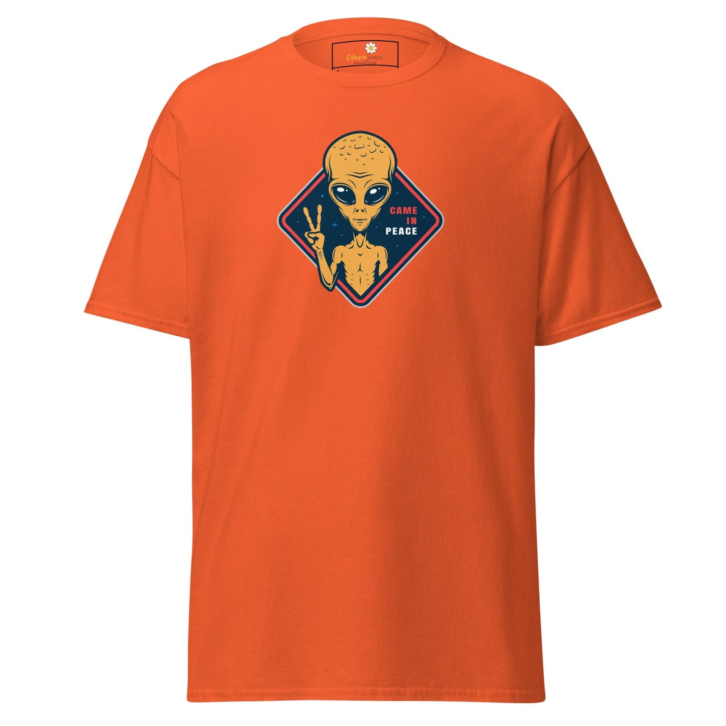 Unisex classic t-shirt - SPACE ALIENS COME IN PEACE - REGULAR - Orange / S