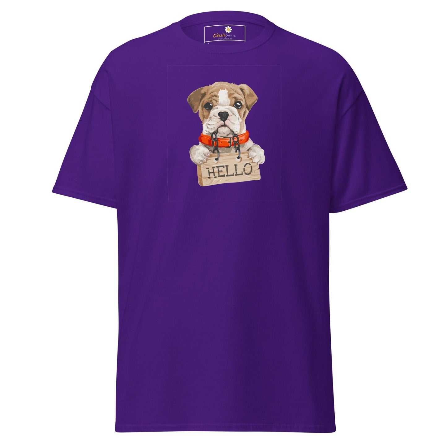 Unisex classic t-shirt - ANIMALS HELLO PUPPY - REGULAR - Purple / S
