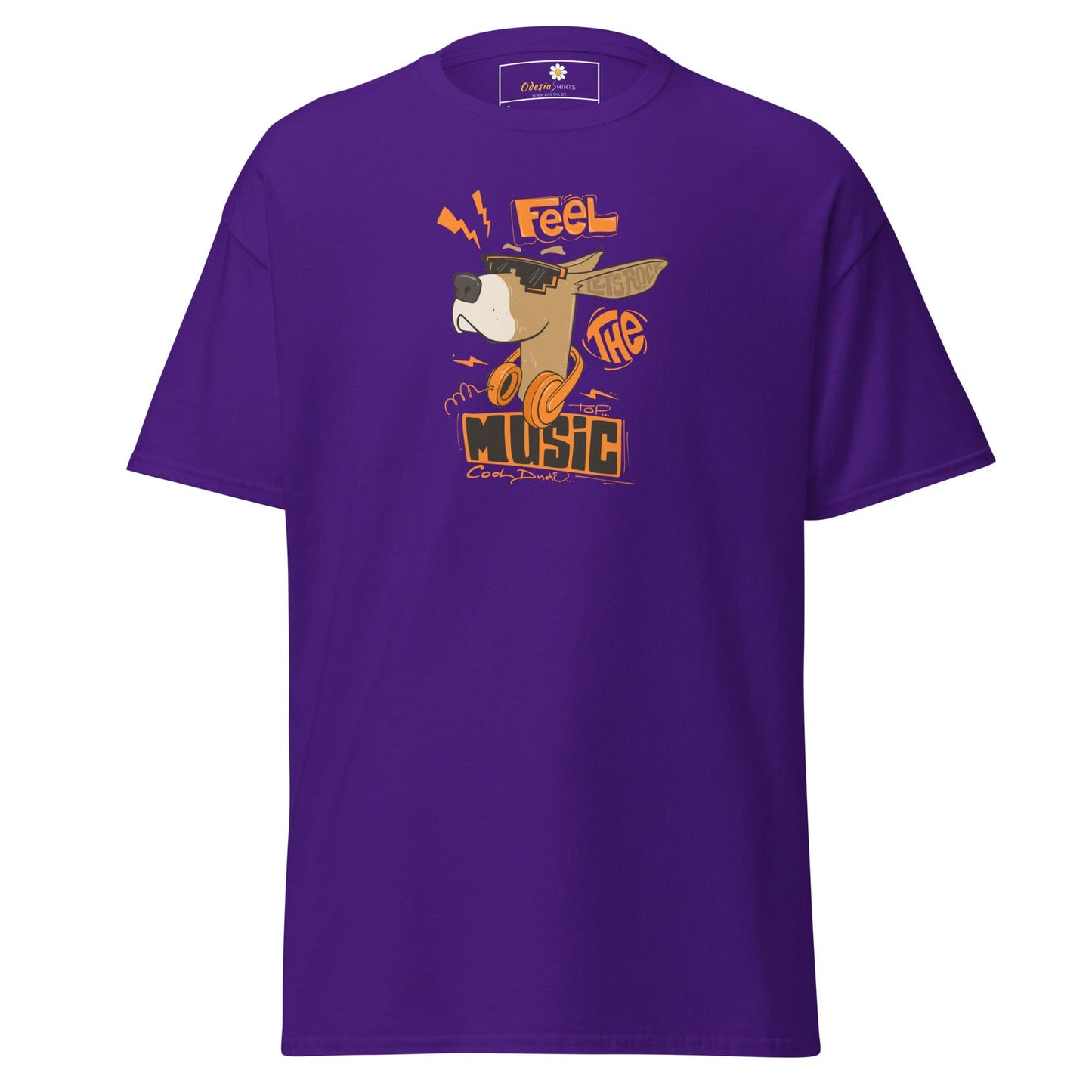 Unisex classic t-shirt - MUSIC FEEL THE MUSIC - REGULAR - Purple / S