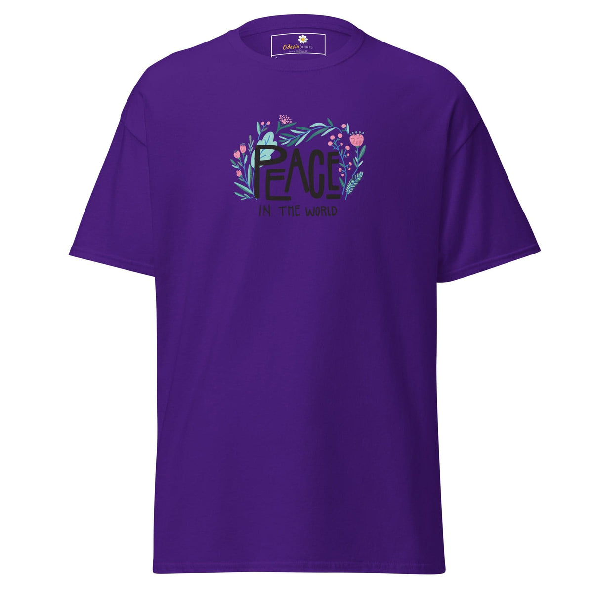 Unisex classic tee - POSITIVE TEXT PEACE IN THE WORLD - REGULAR - Purple / S