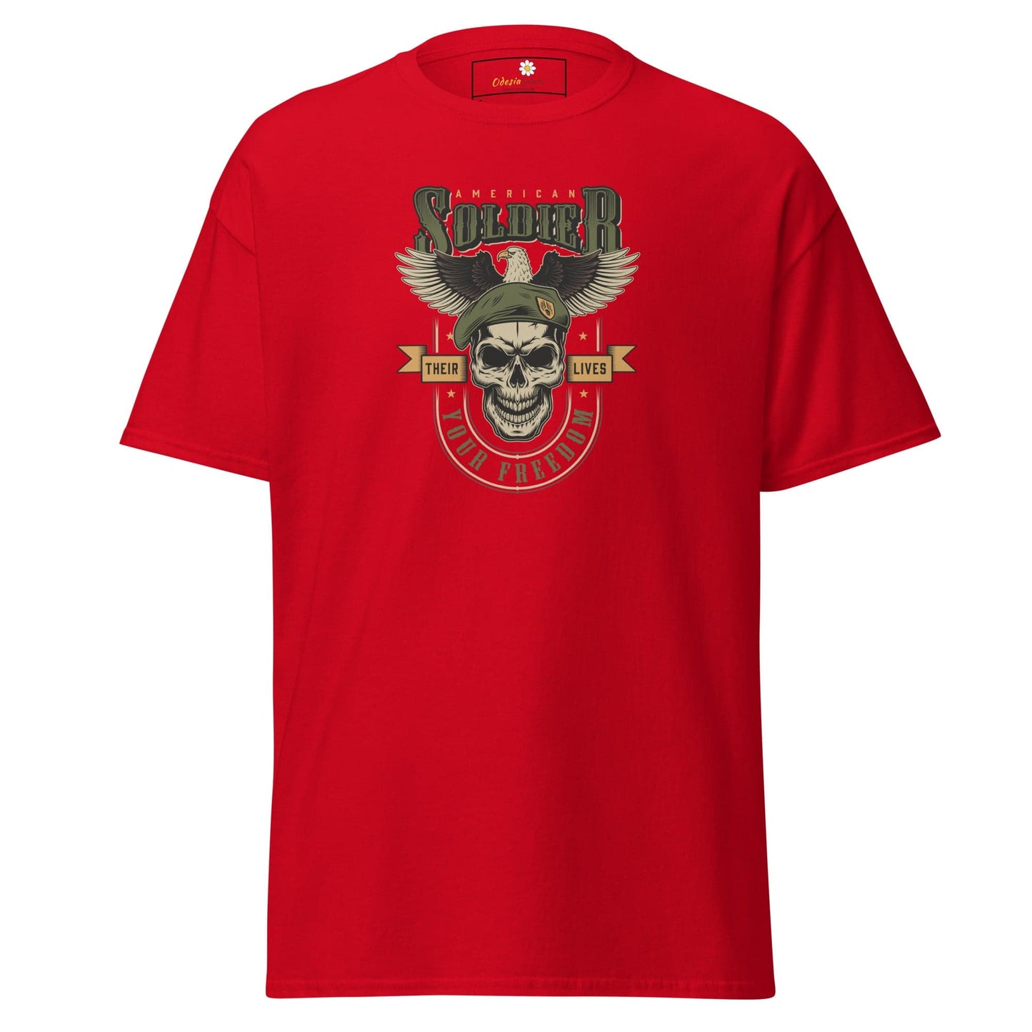 Unisex classic tee - SKULL VINTAGE AMERICAN SOLDIERS - REGULAR - Red / S