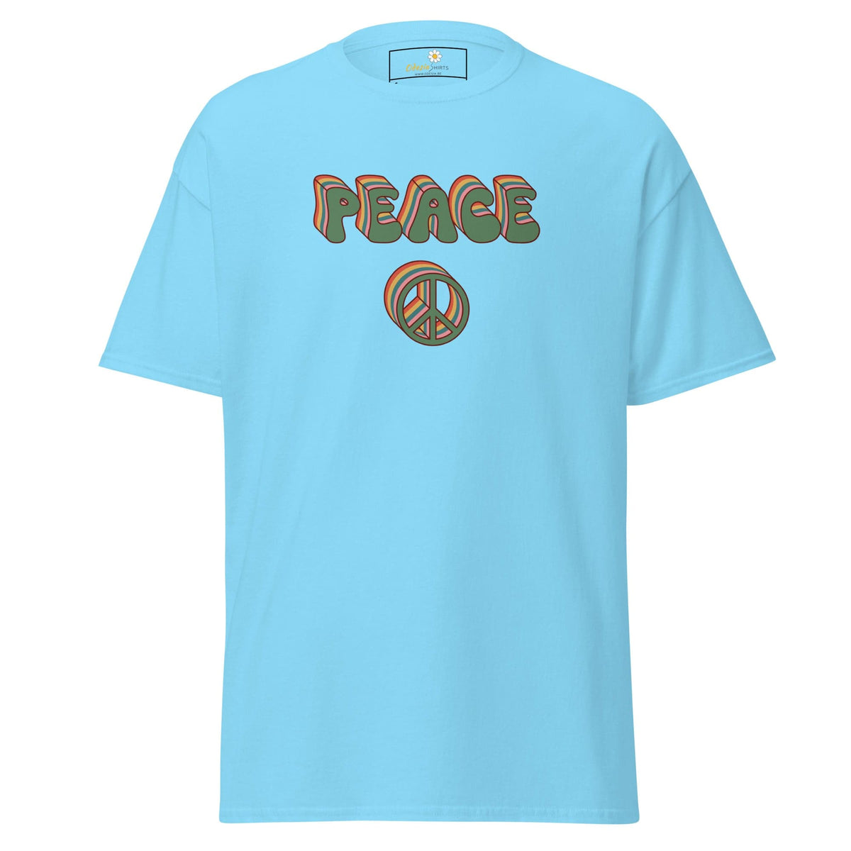Unisex classic t-shirt - TEXT PEACE - REGULAR - Sky / S