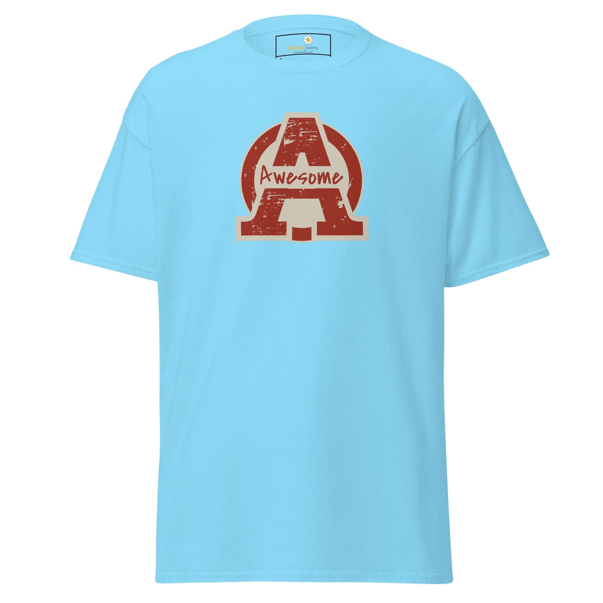 Unisex classic t-shirt - TEXT AWESOME - REGULAR - Sky / S