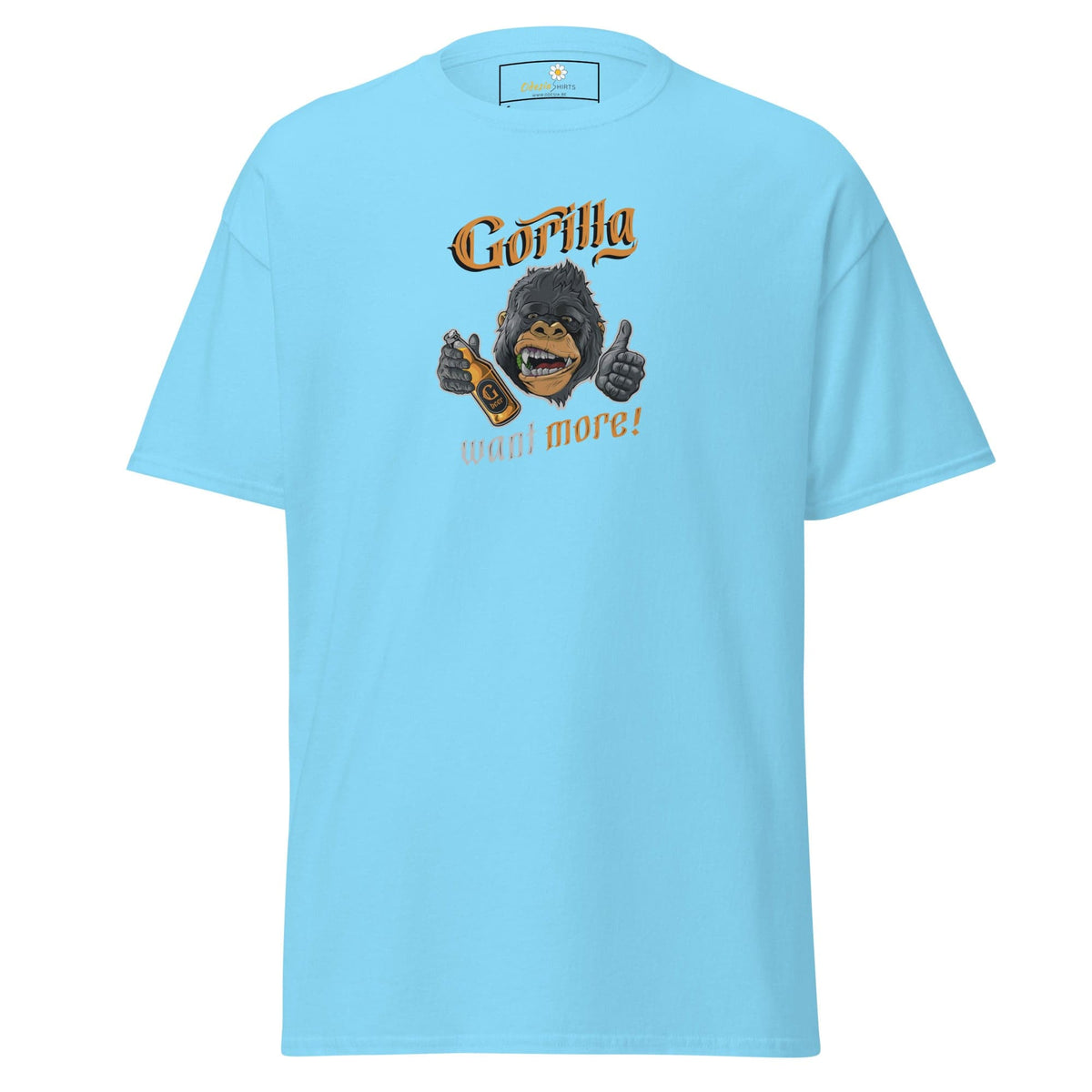 Unisex classic t-shirt - FUN WILD LIFE GORILLA WANT MORE - REGULAR - Sky / S