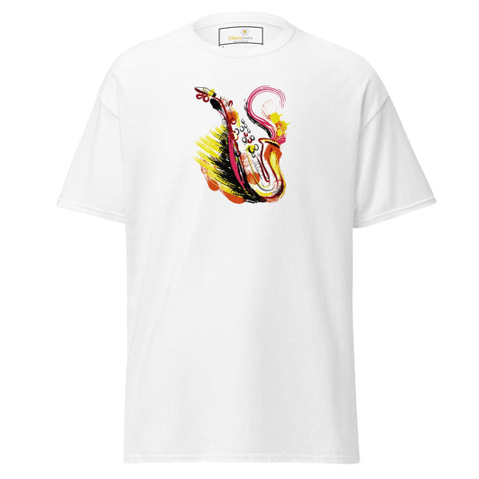 Unisex classic tee - MUSIC SAXOPHONE - REGULAR - White / S