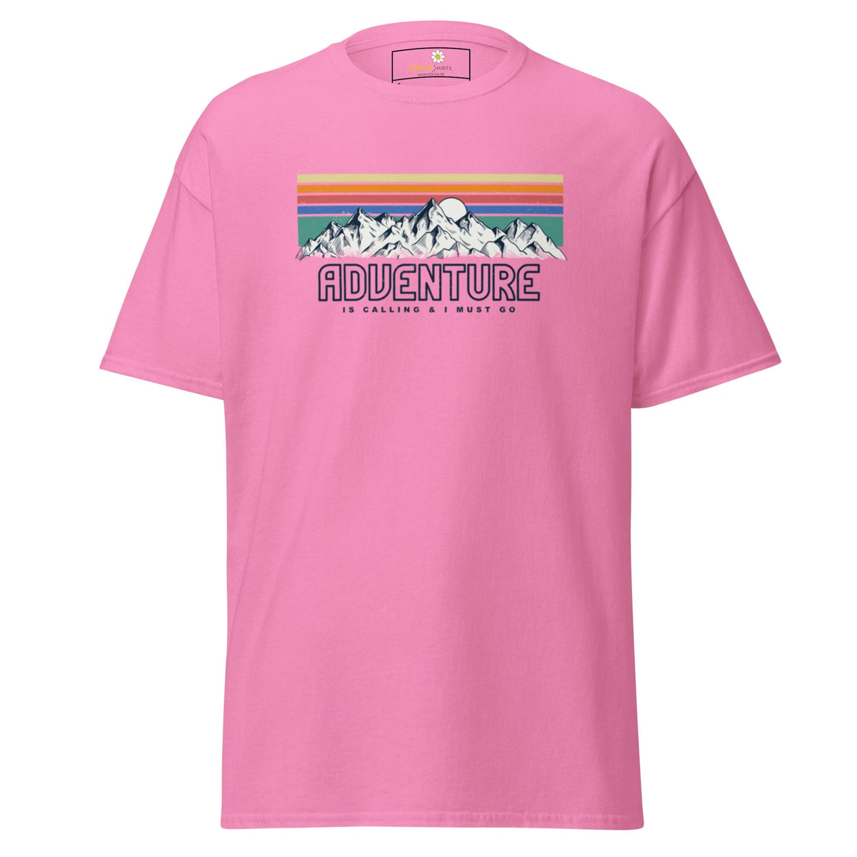 Pink T-shirt with mountain graphic from T-Shirt Design Tee for Men and Women S to XL