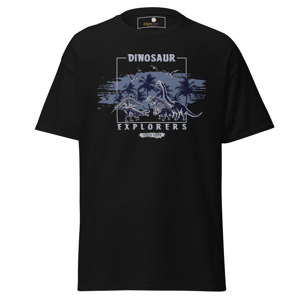 Unisex classic t-shirt - WILD LIFE DINOSAURUS - REGULAR - Black / S