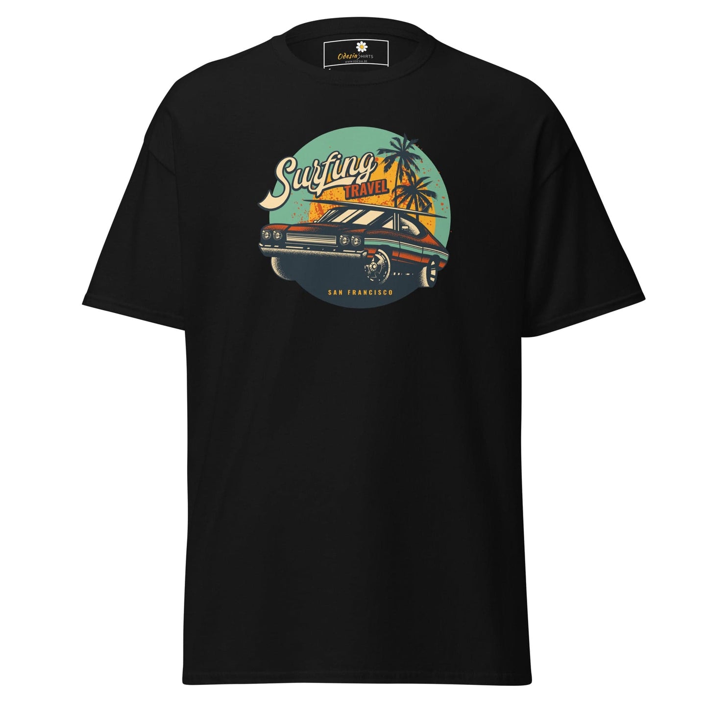 Black T-shirt with car graphic from T-SHIRT DESIGN TEE for Men and Women, S to XL