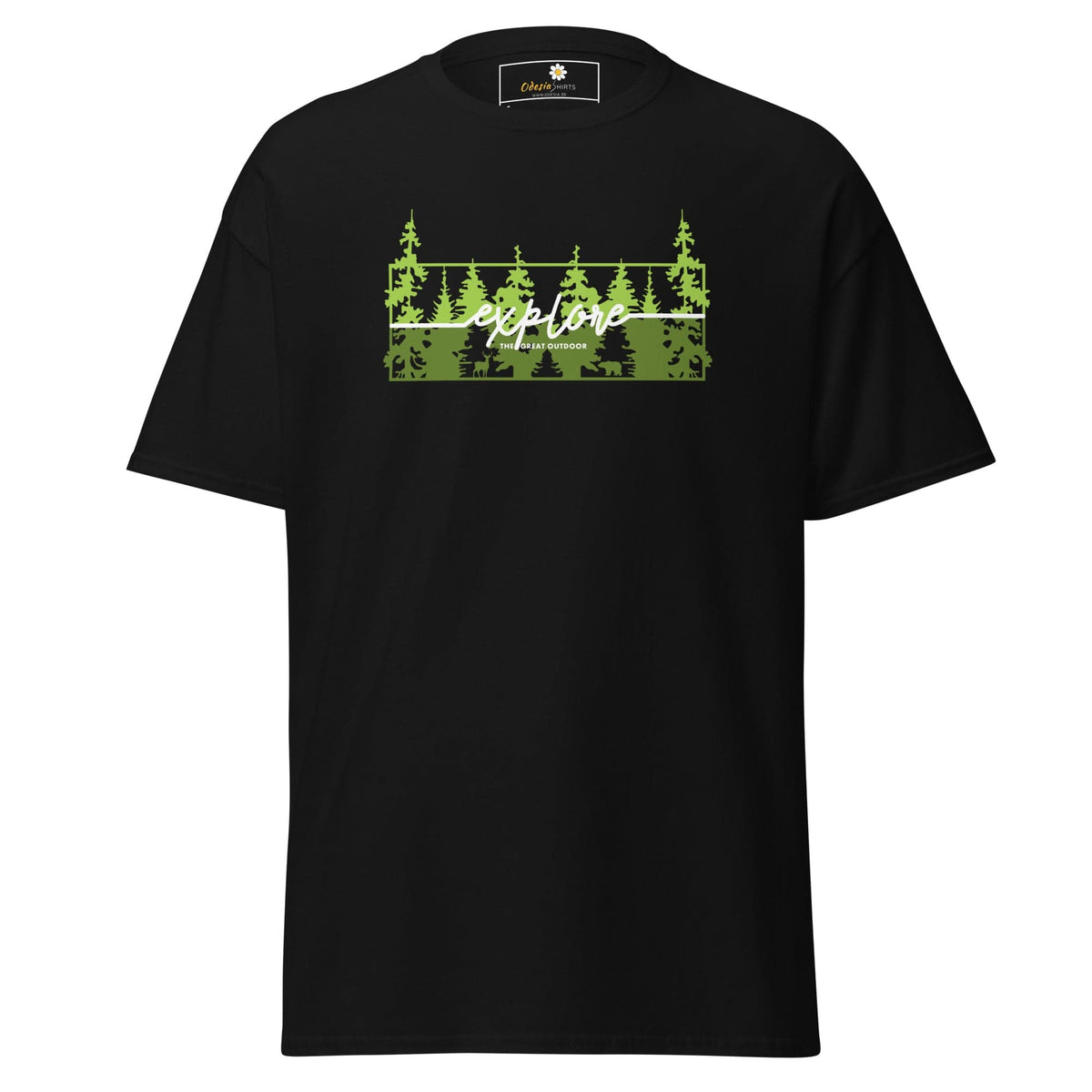 Unisex classic t-shirt - ADVENTURE EXPLORE TREES- REGULAR - Black / S